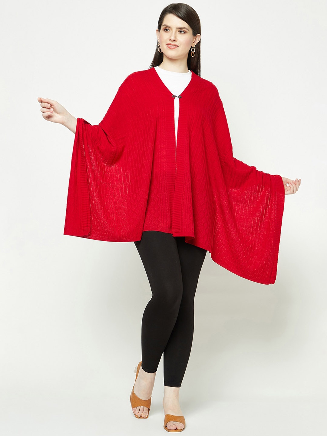 

Knitstudio Geometric Woven Design Shawl, Red