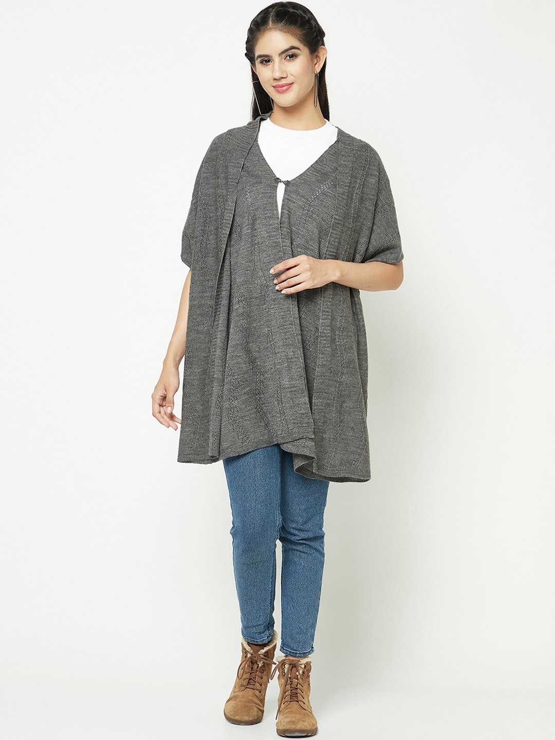 

Knitstudio Geometric Knitted Shawl, Grey