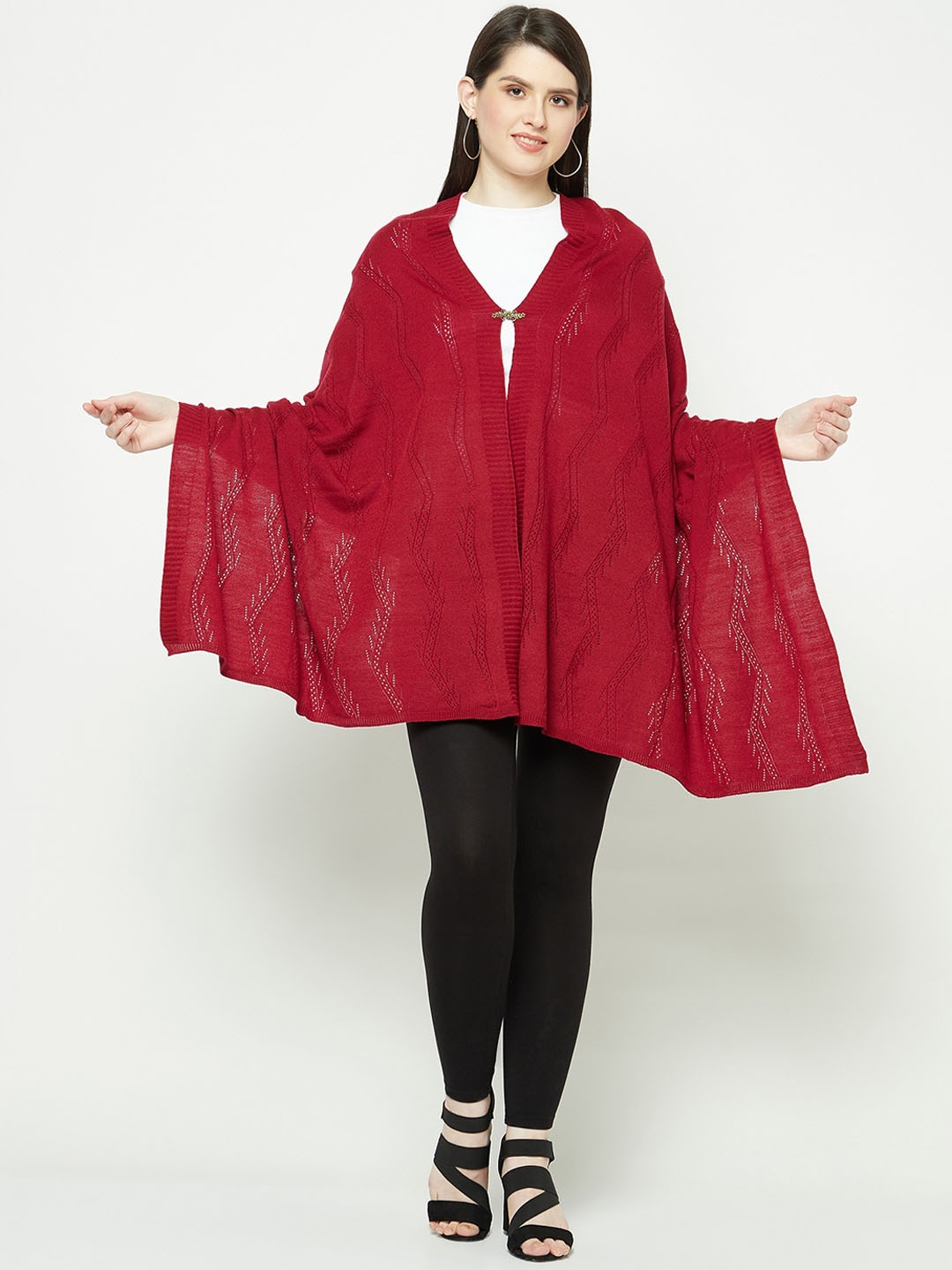 

Knitstudio Geometric Knitted Shawl, Maroon