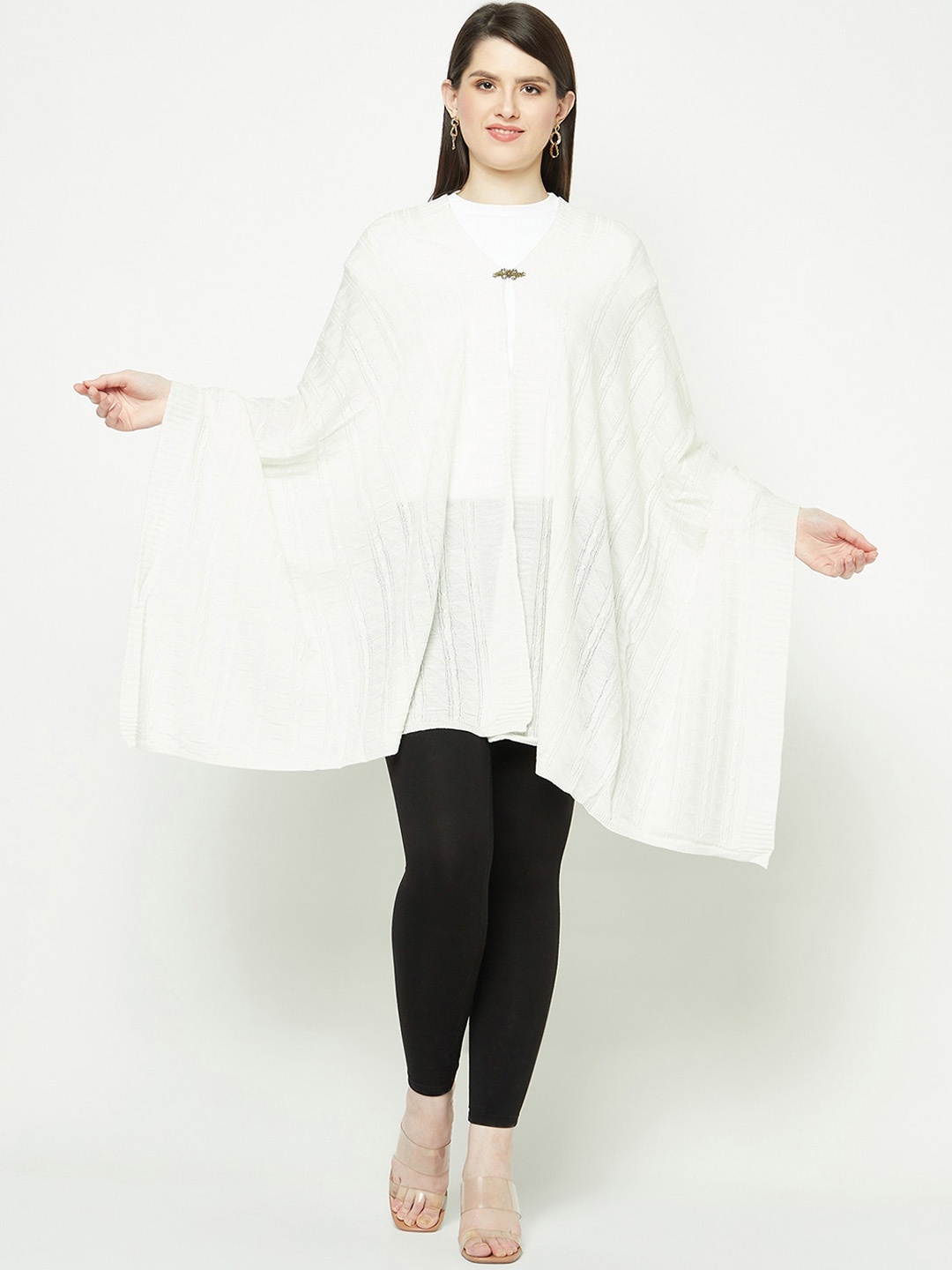 

Knitstudio Geometric Self Design Shawl, White