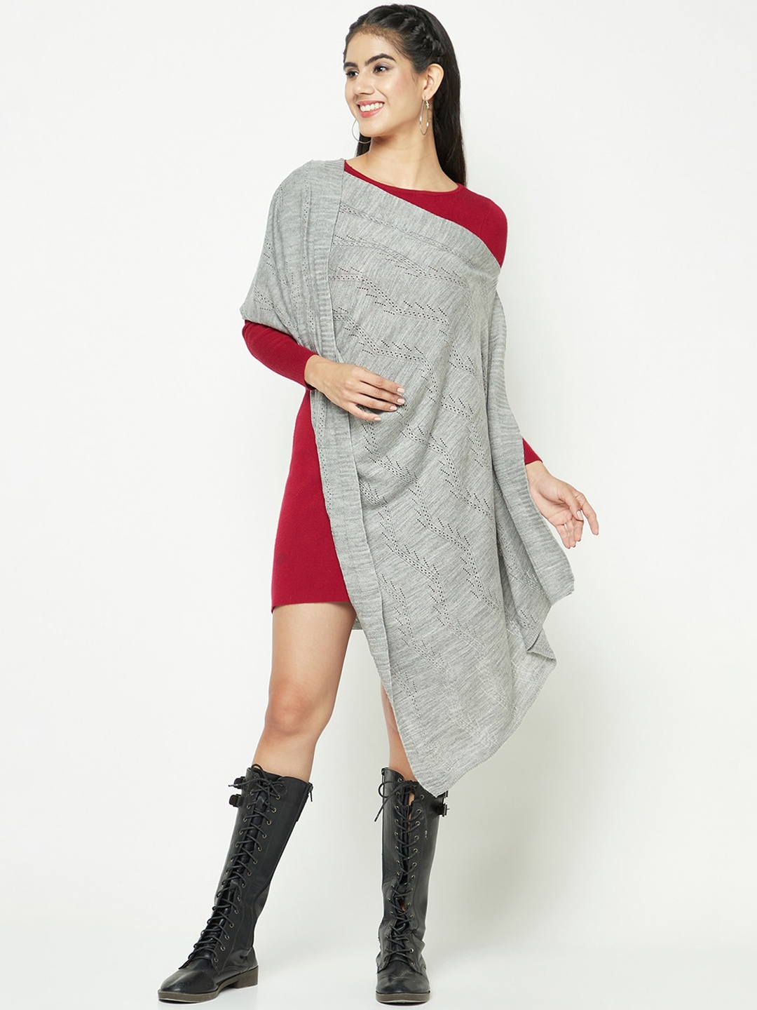 

Knitstudio Geometric Knitted Shawl, Grey