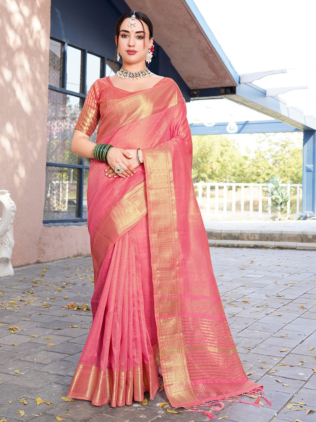 

Anouk Woven Design Organza Saree, Pink