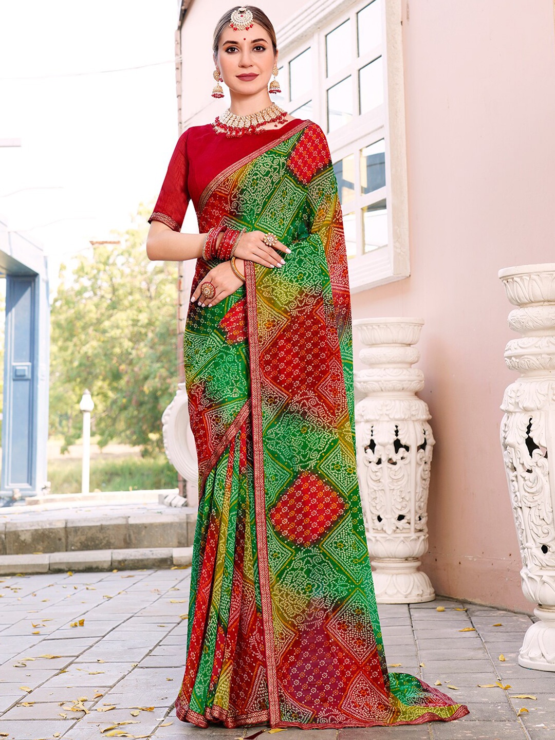 

Anouk Rustic Ethnic Motifs Printed Saree, Green