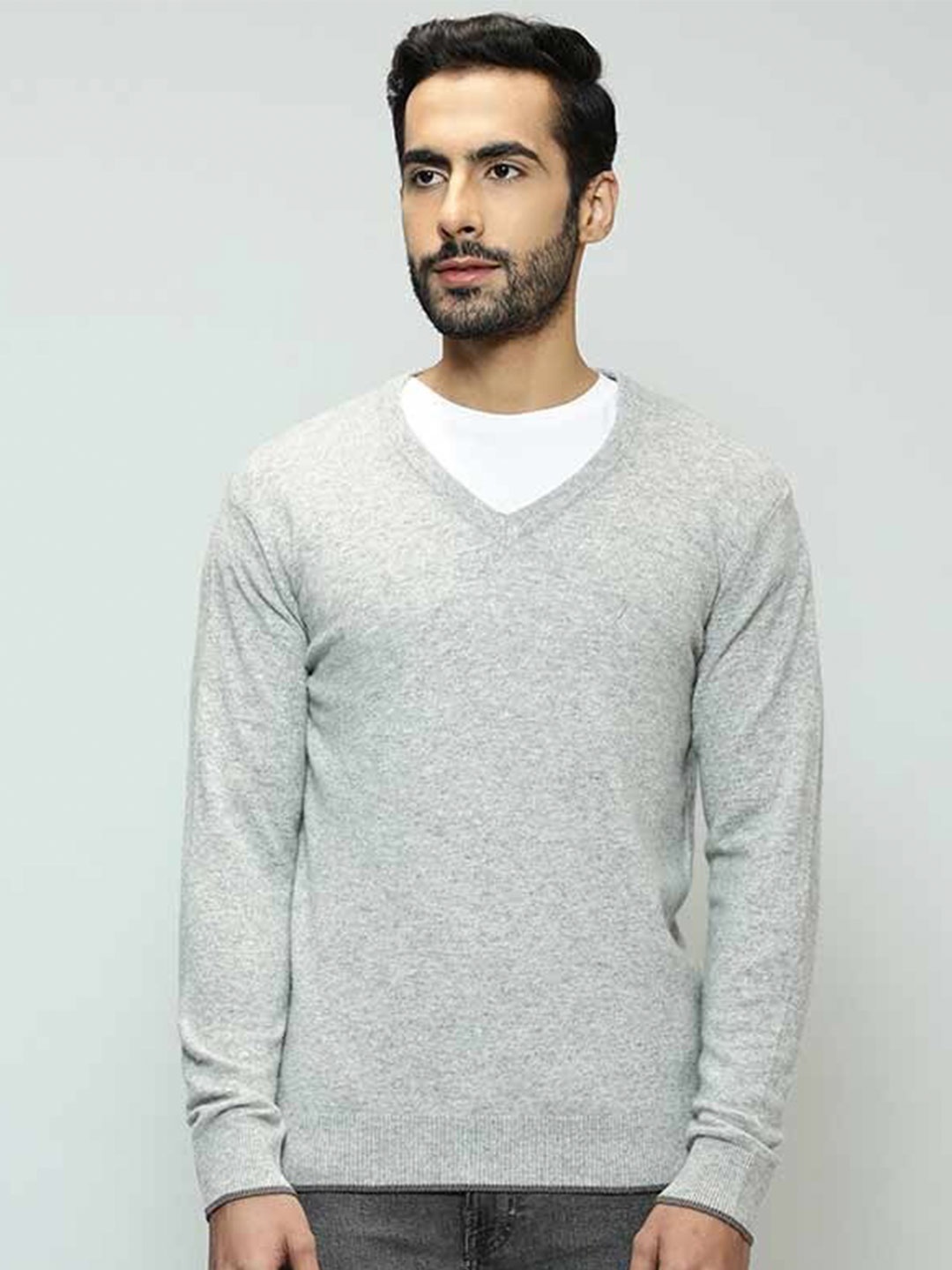 

Indian Terrain V-Neck Woollen Pullover Sweater, Grey