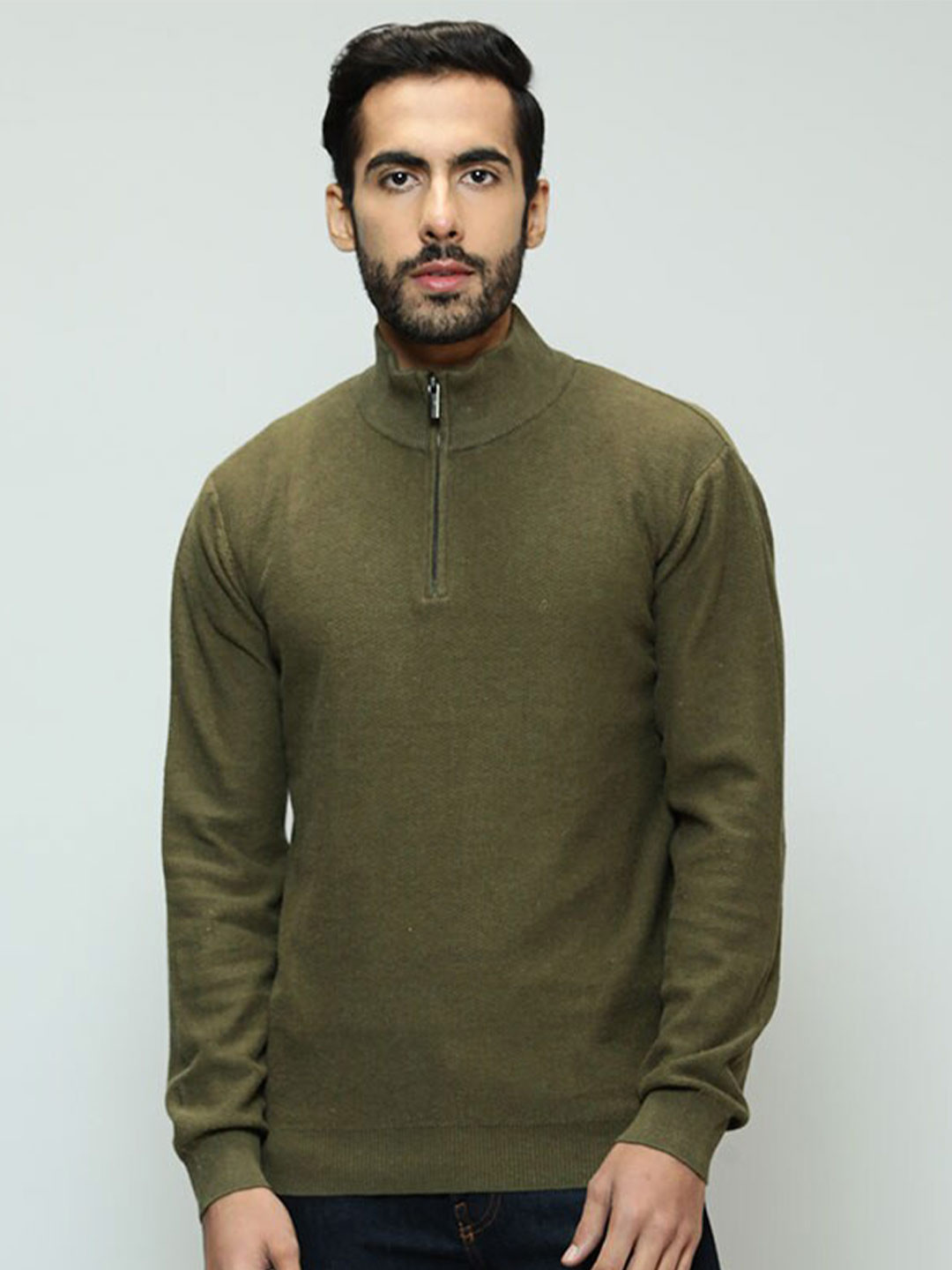 

Indian Terrain Mock Collar Long Sleeves Pullover Sweater, Olive