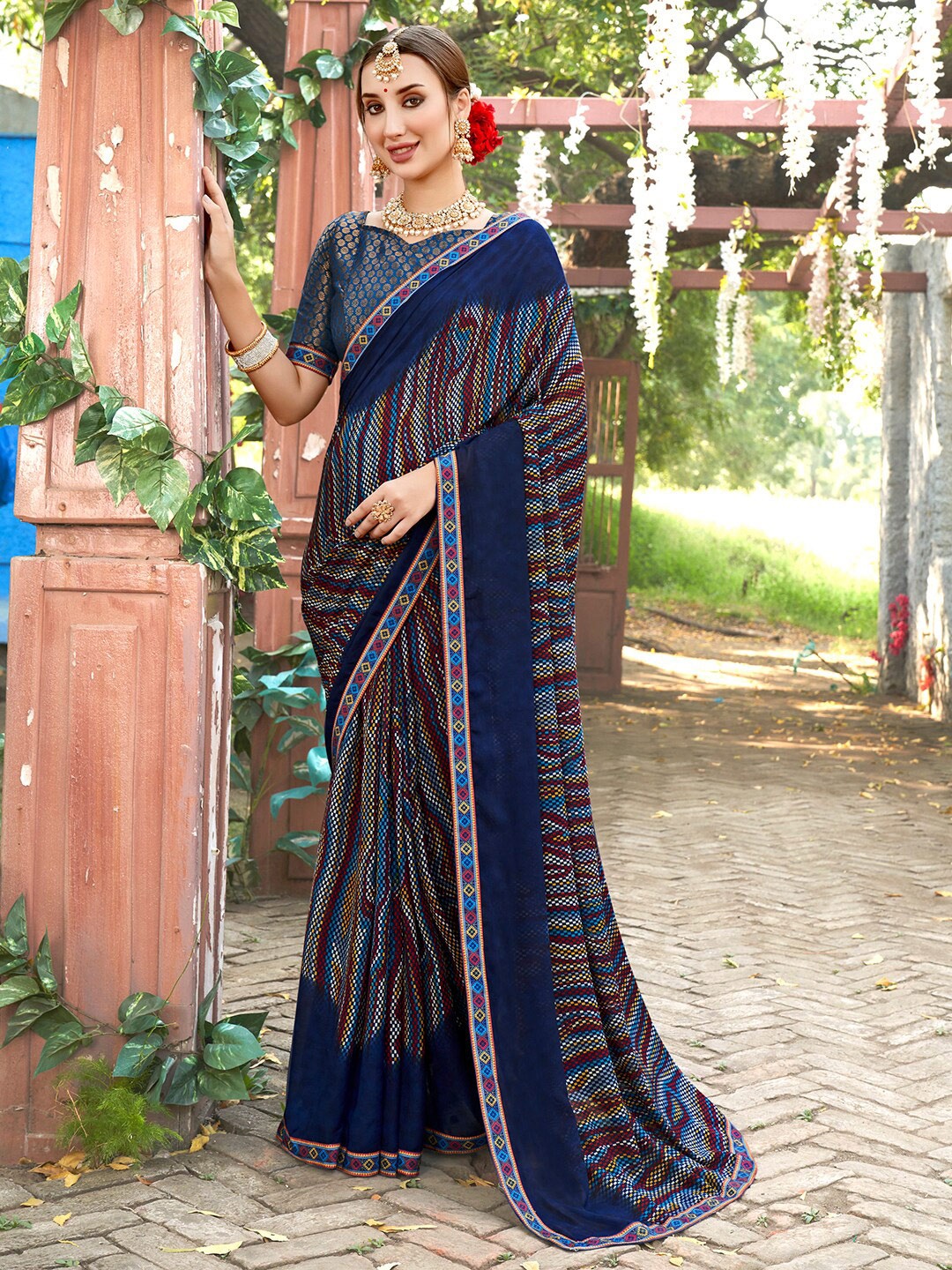 

Anouk Rustic Abstract Printed Saree, Navy blue