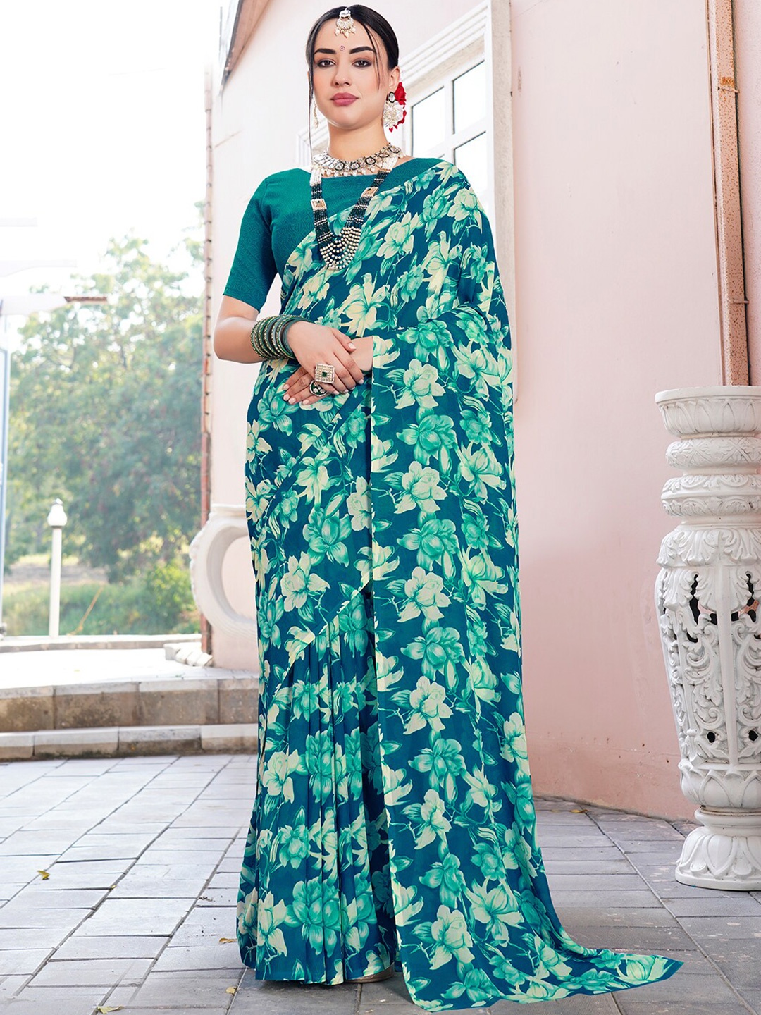 

Anouk Sea Green Floral Printed Saree