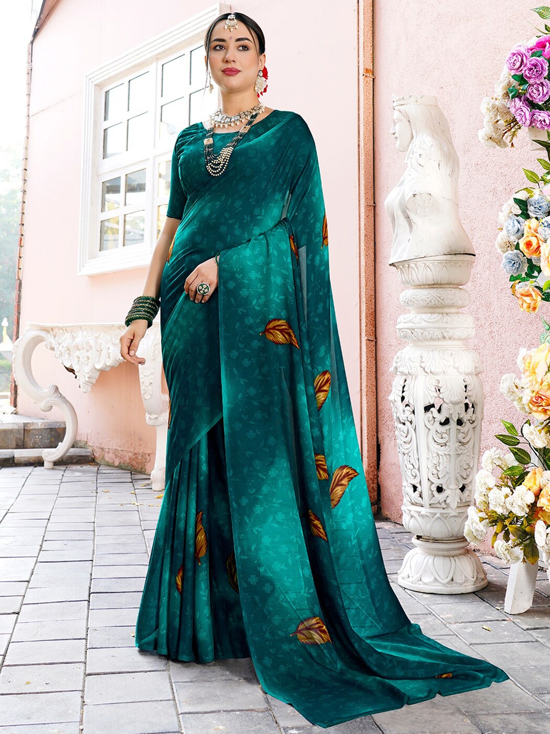 

Anouk Rustic Floral Printed Saree, Teal