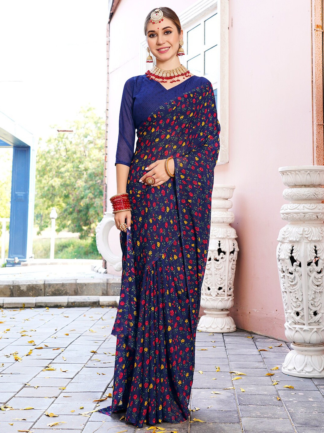 

Anouk Floral Printed Saree, Blue