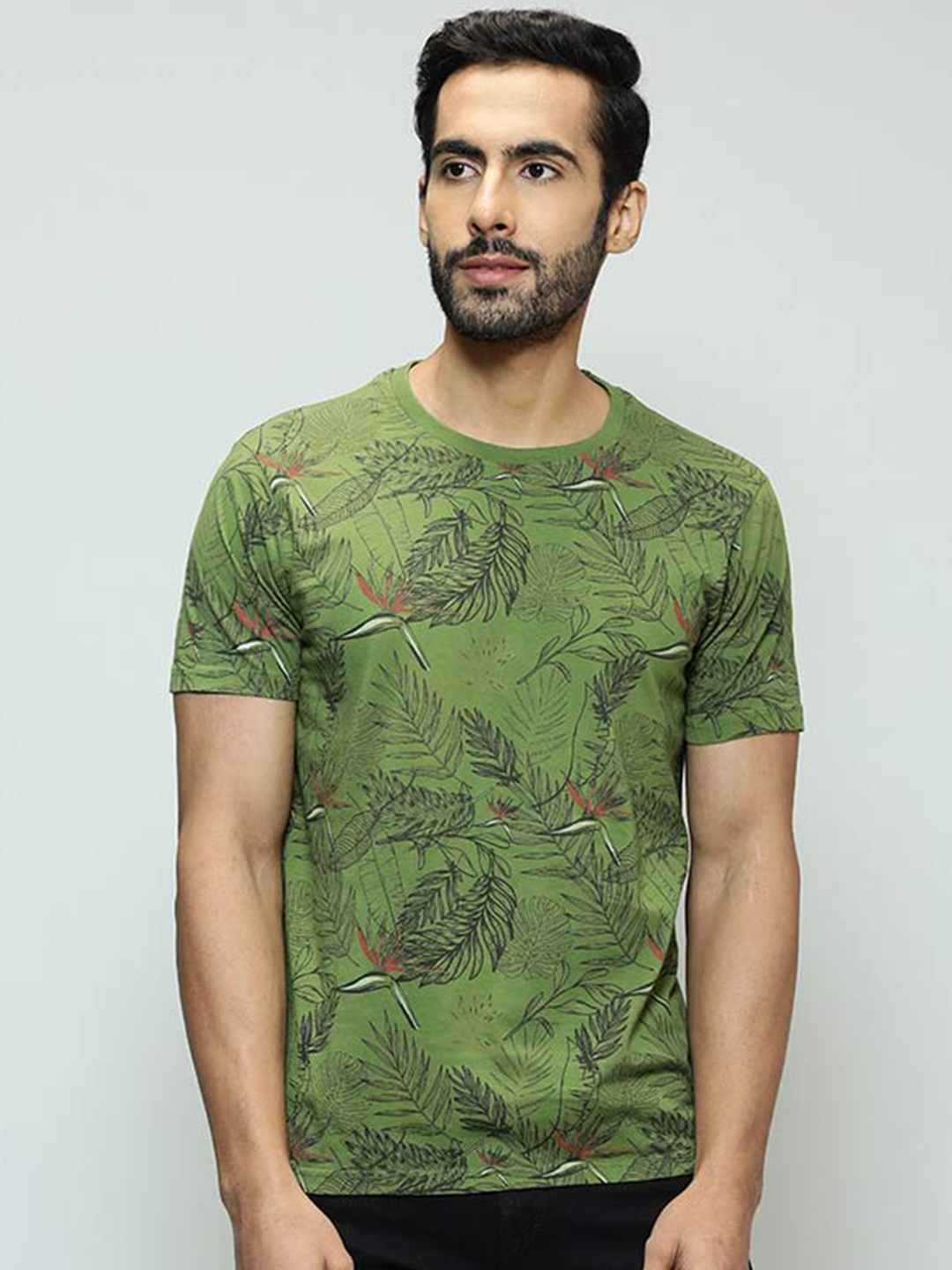 

Indian Terrain Graphic Printed Cotton T-shirt, Green