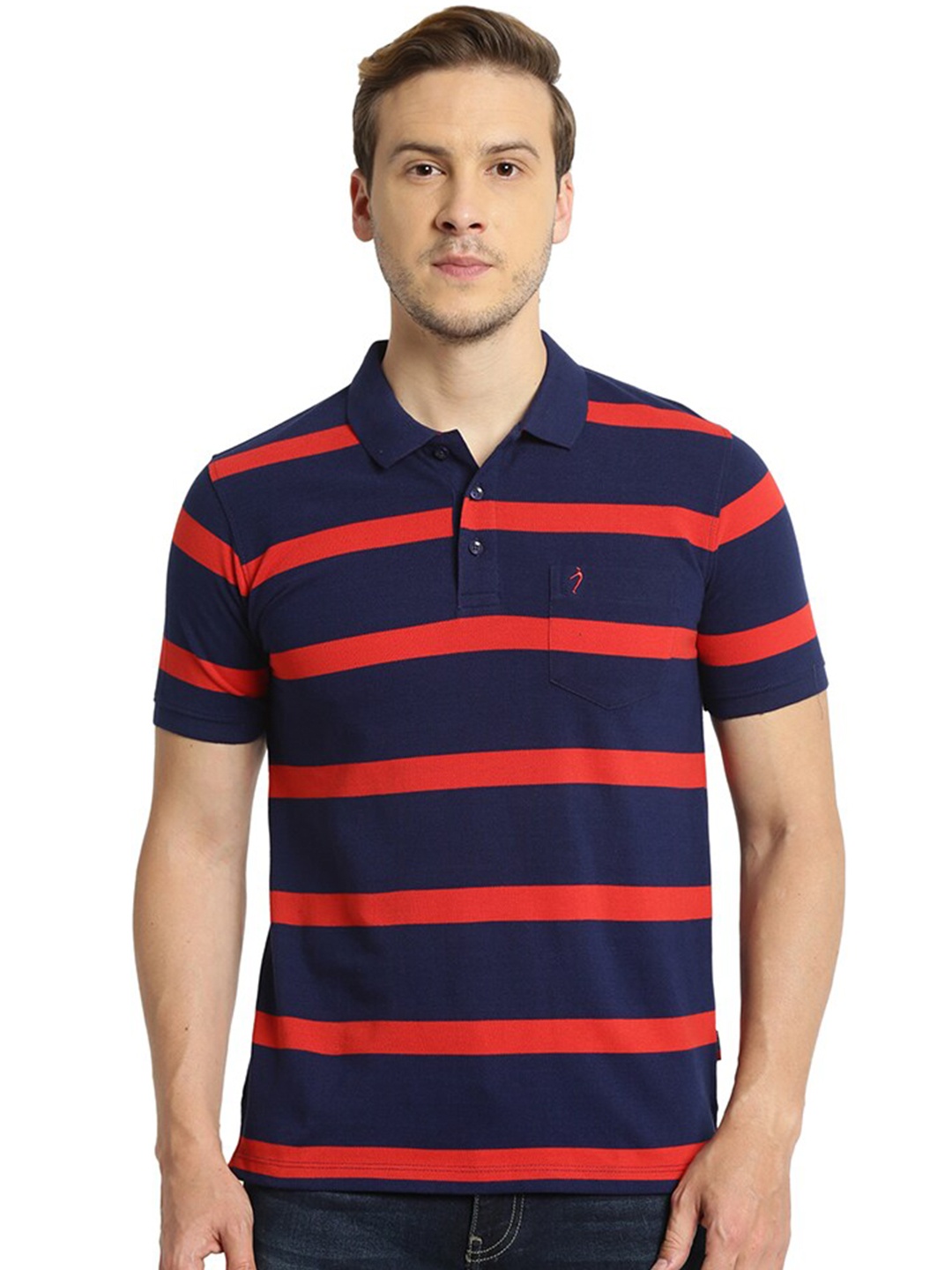 

Indian Terrain Striped Polo Collar T-shirt, Blue