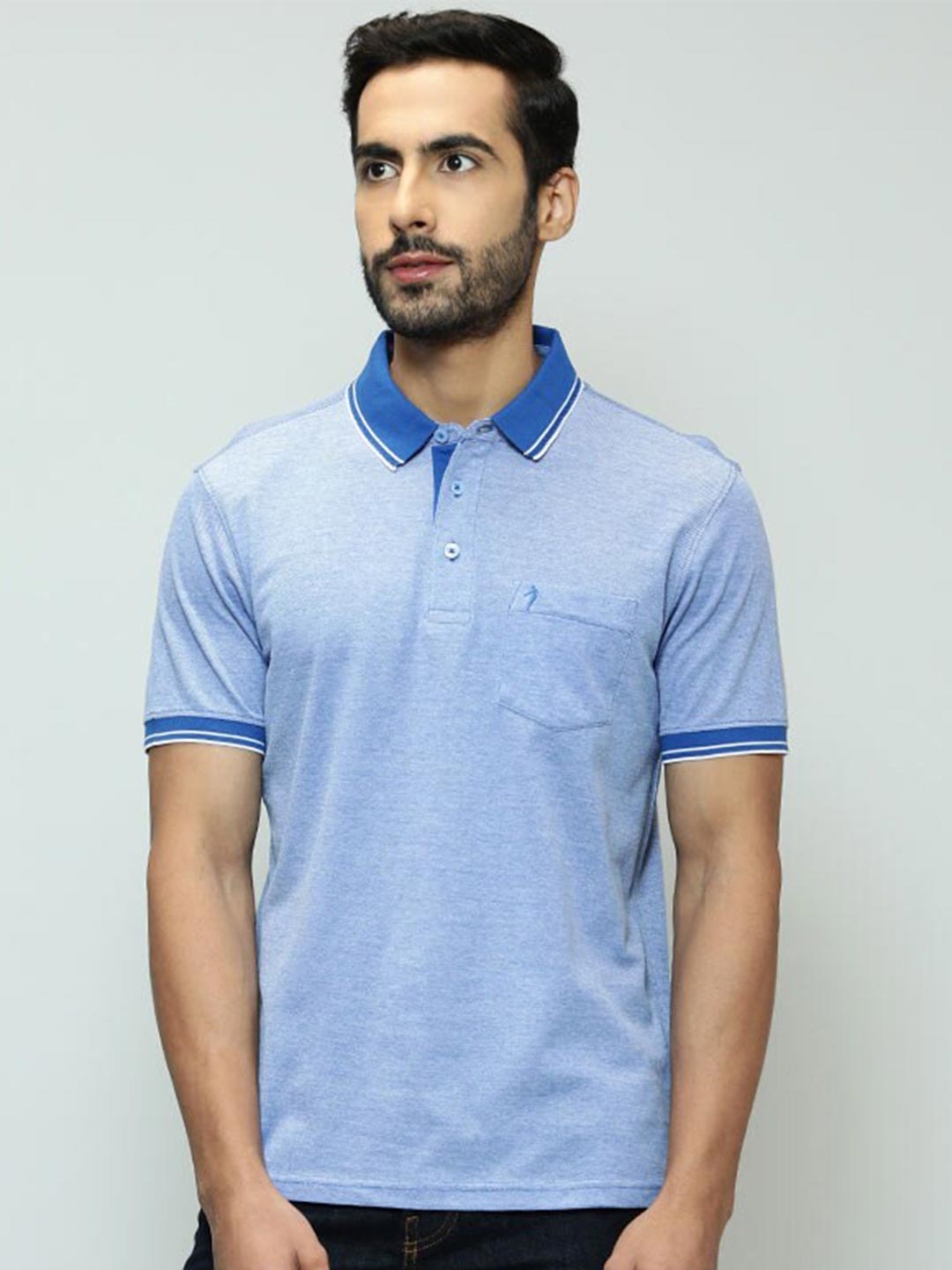 

Indian Terrain Polo Collar Pure Cotton T-shirt, Blue