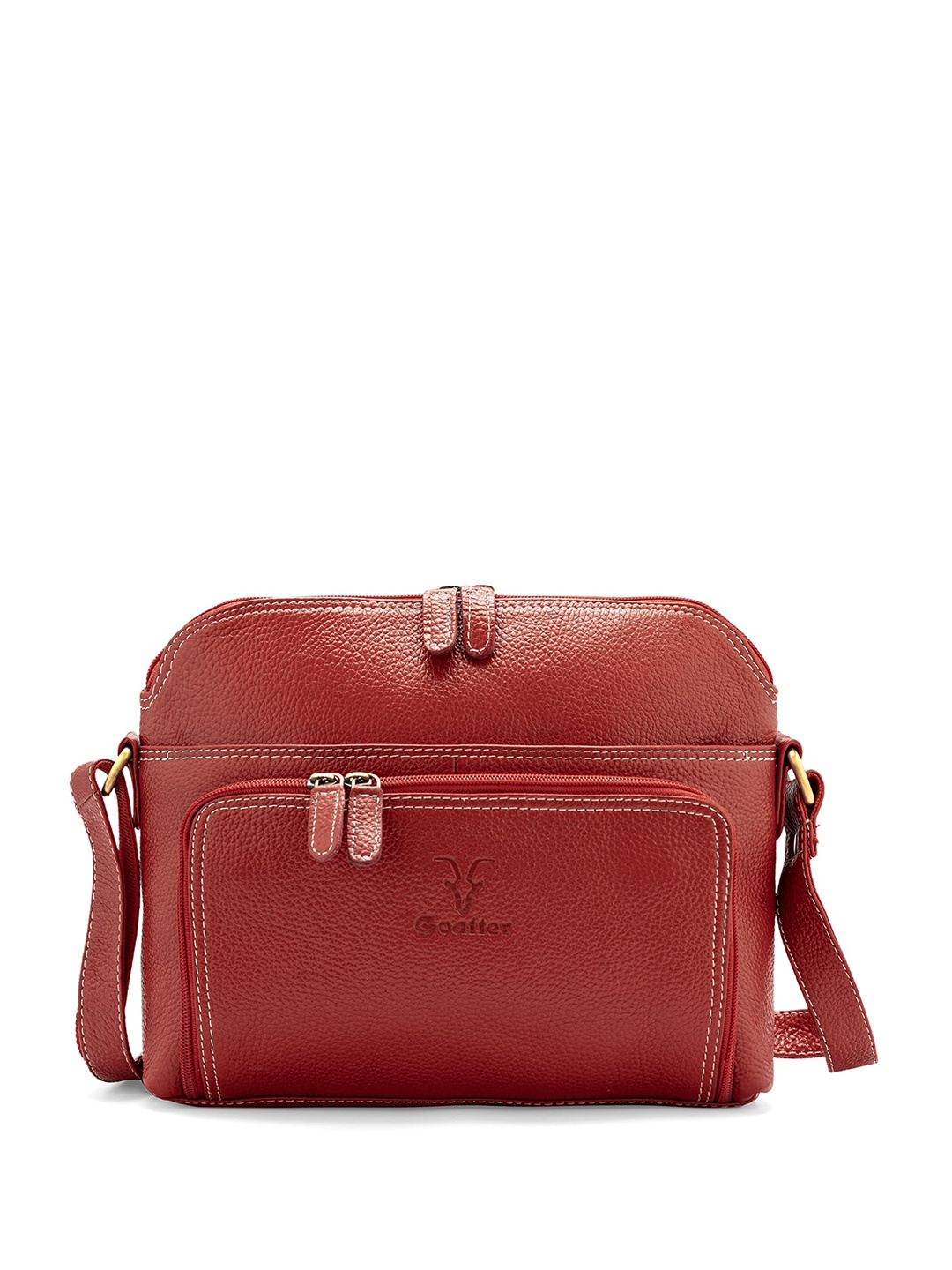 

Goatter Textured Leather Structured Sling Bag, Red