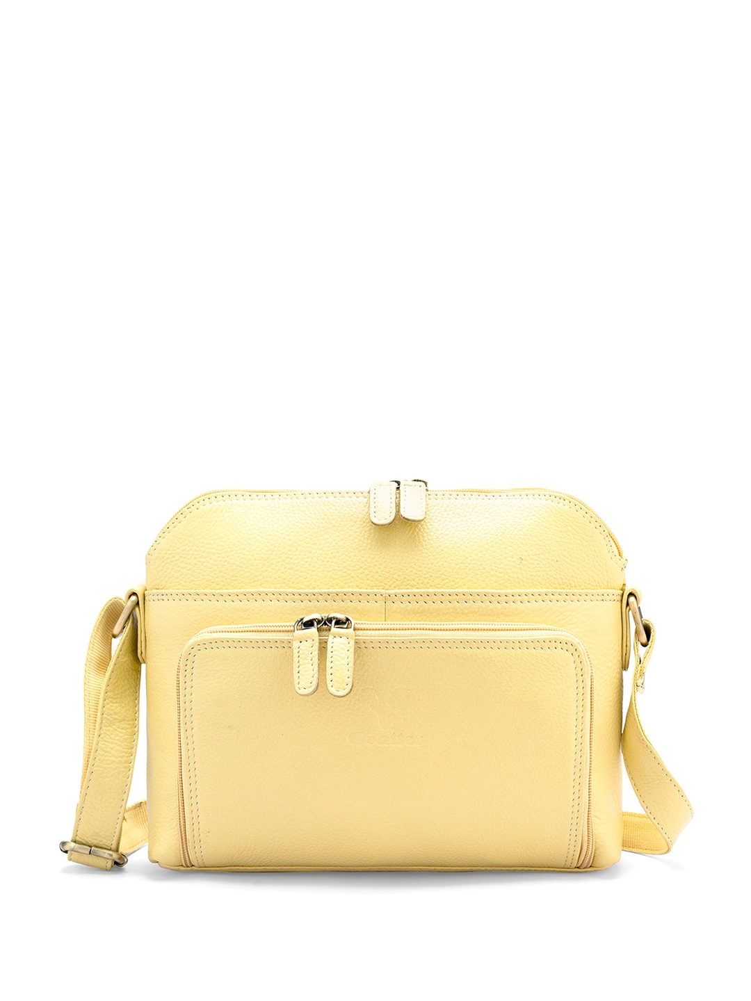 

Goatter Textured Structured Leather Sling Bag, Yellow