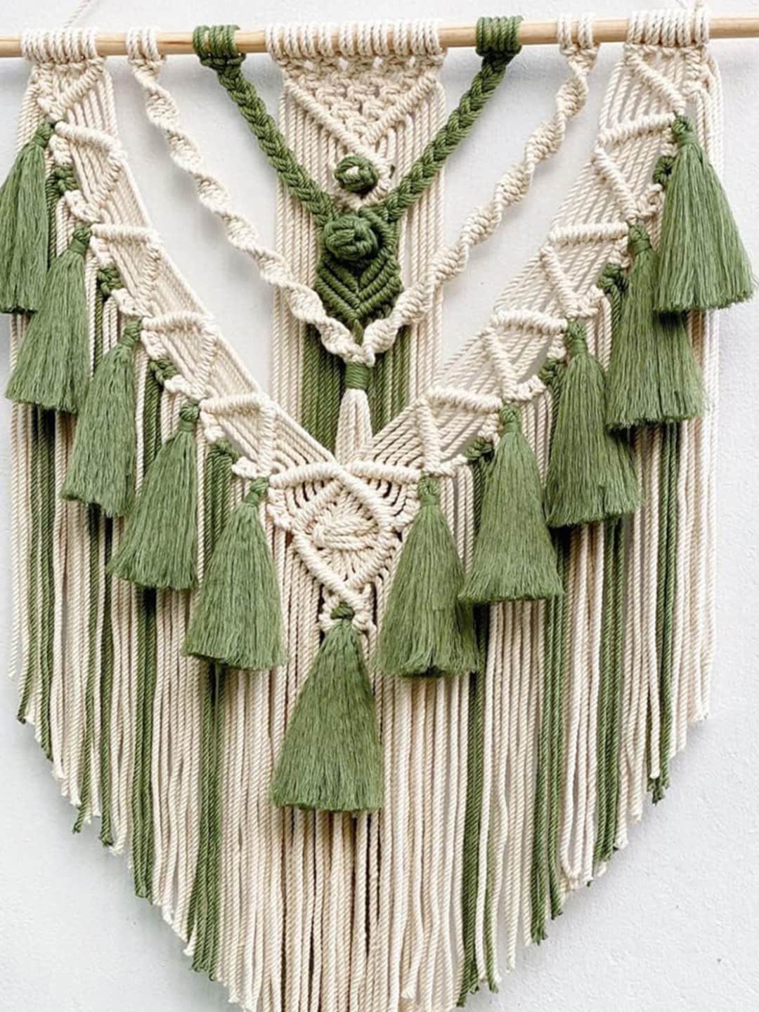 

Kaahira Olive Green & White Triangle Boho Cotton Wall Hanging Tapestry