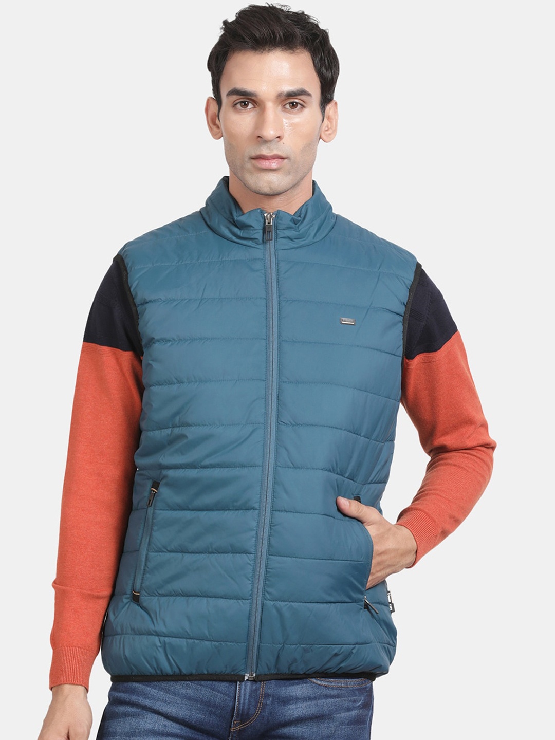 

t-base Mock Collar Sleeveless Insulator Puffer Jacket, Teal