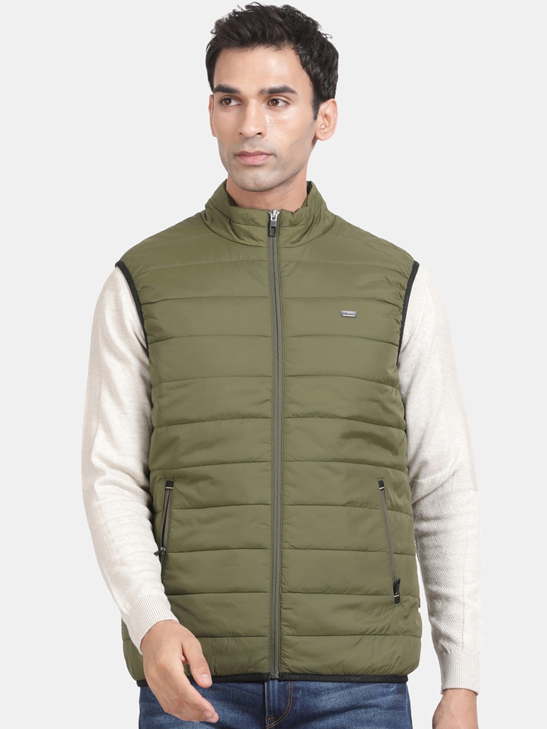 

t-base Mock Collar Sleeveless Insulator Puffer Jacket, Green