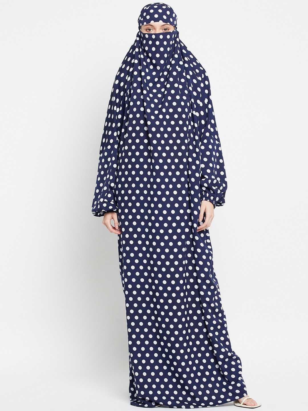 

NABIA Polka Dot Printed Jilbab Burqa, Blue