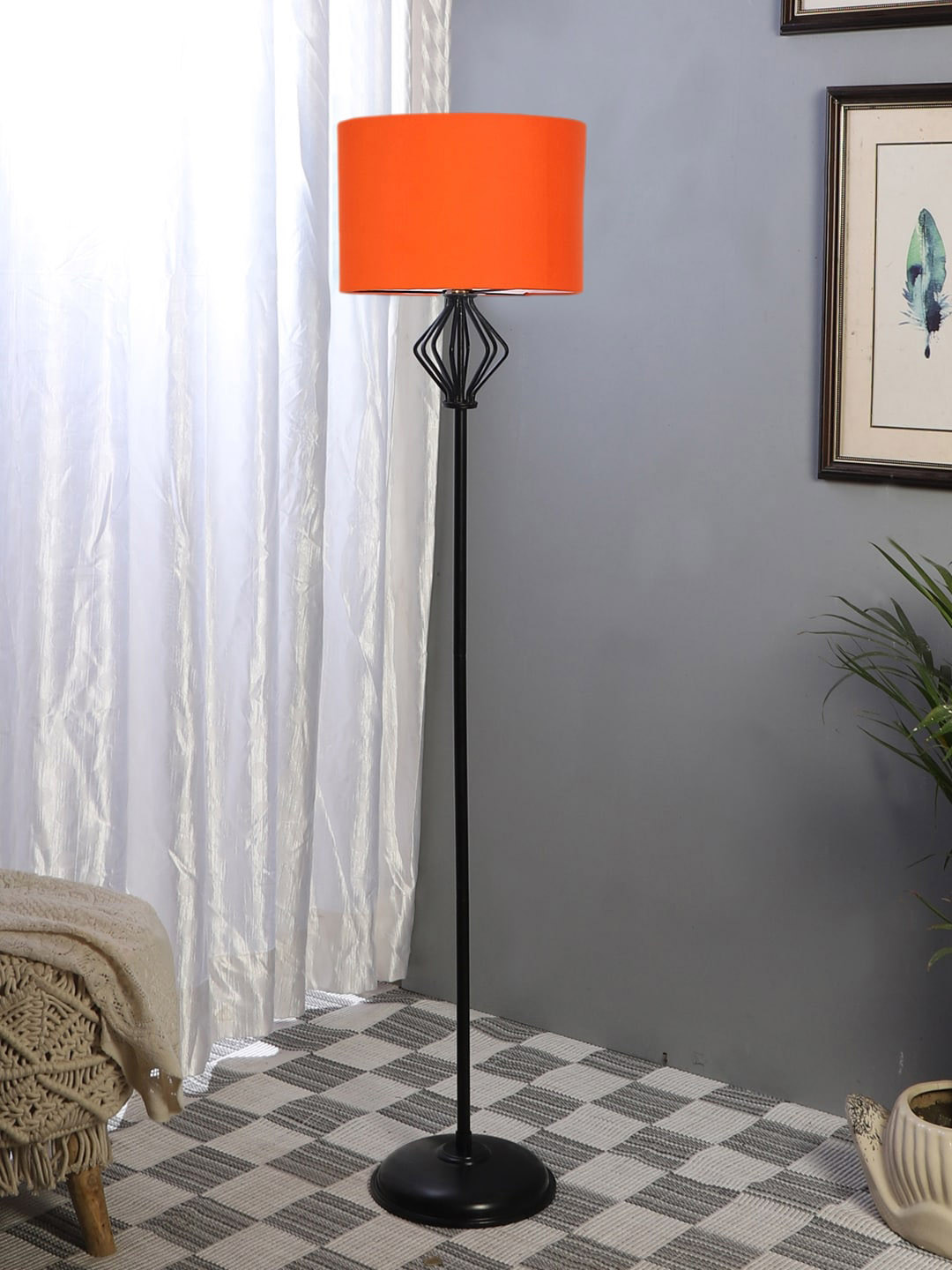 

Devansh Orange Colored & Black Drum Floor Lamps