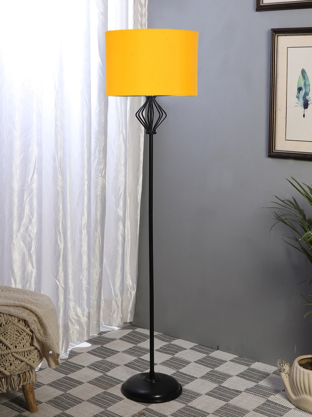 

Devansh Yellow & Black Cotton & Iron Cylinder Shaped Floor Lamp