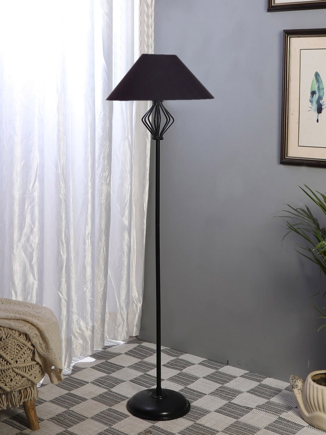 

Devansh Black Cotton Frustum Floor Lamp