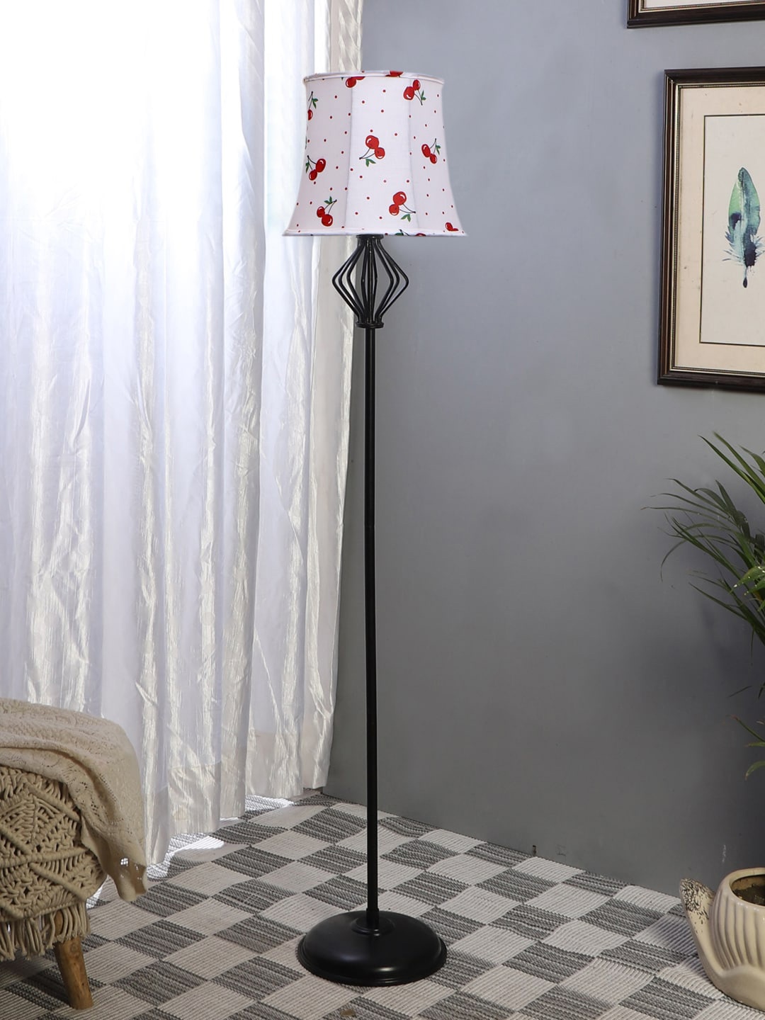 

Devansh White & Black Cotton Printed Shade with Iron Floor Lamp