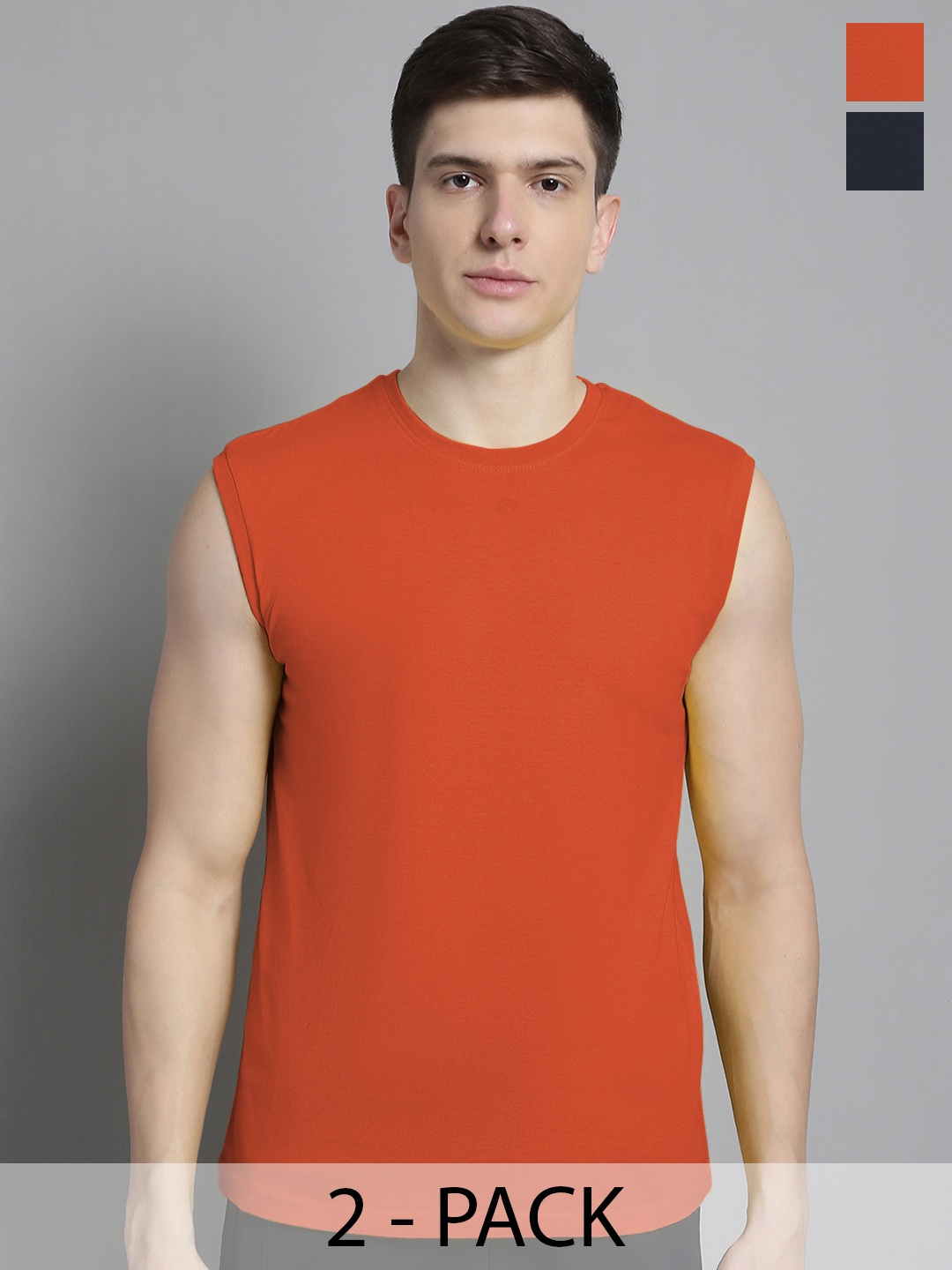 

FBAR Men Orange & Navy Blue 2 T-shirt