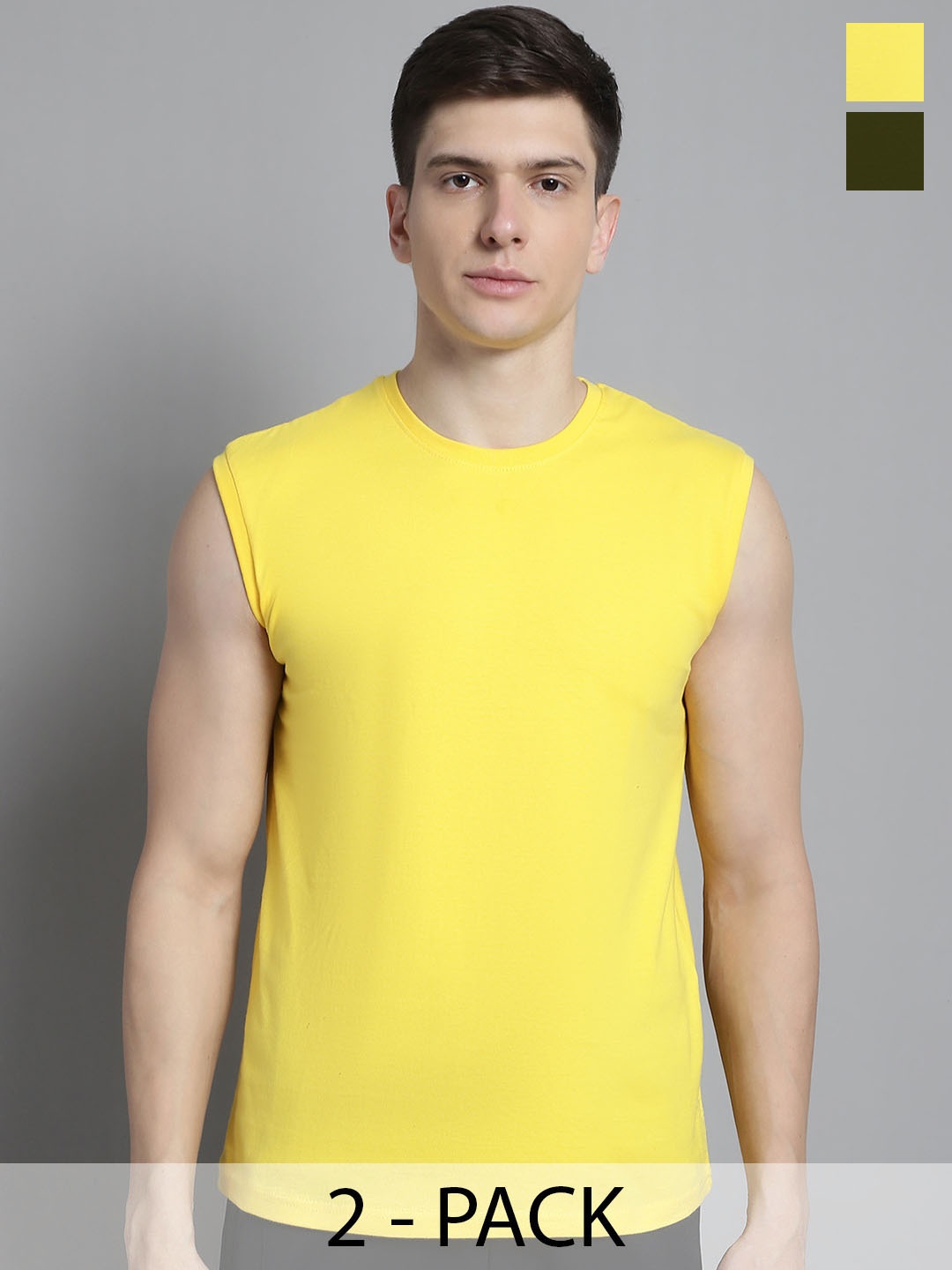 

FBAR Men Yellow & Olive Green 2 T-shirt