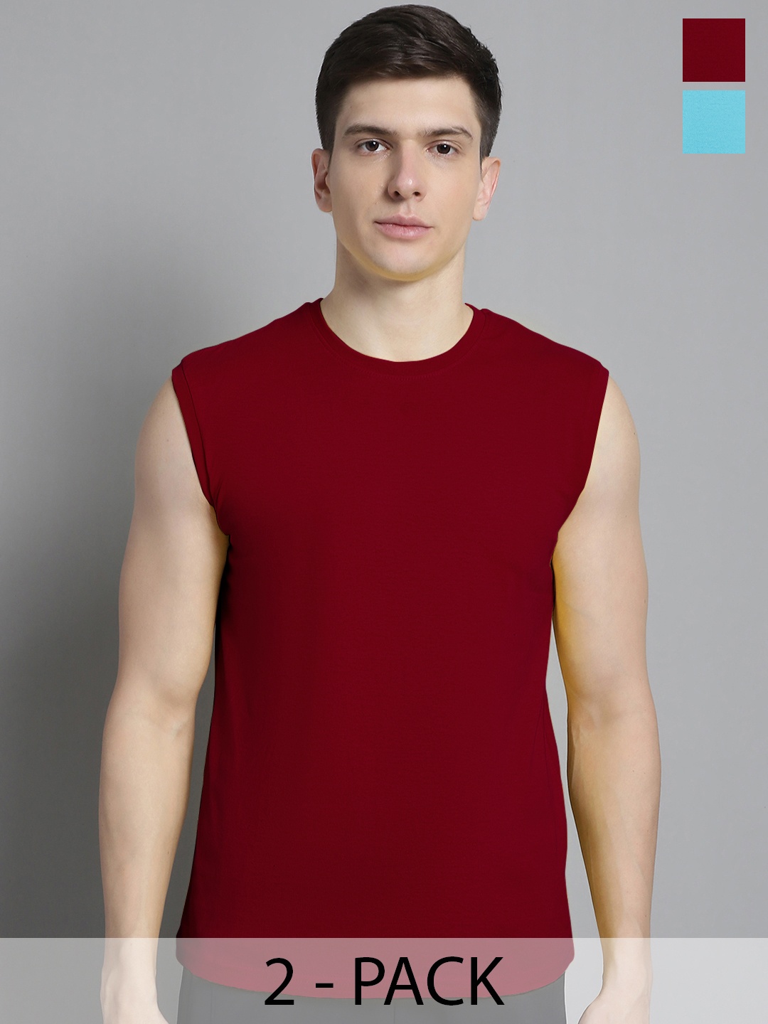

FBAR Men Maroon & Turquoise Blue 2 T-shirt