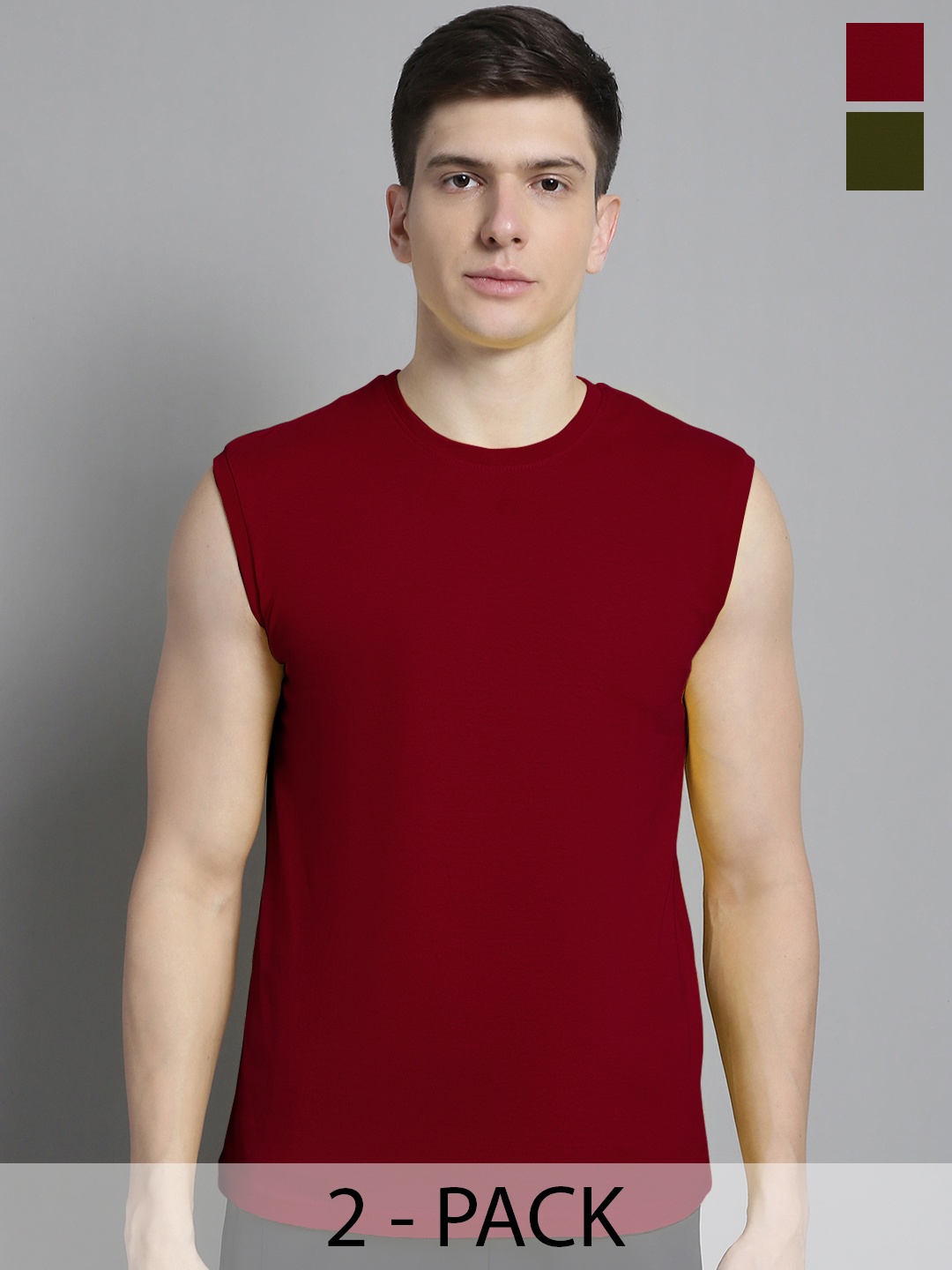 

FBAR Men Maroon & Olive Green 2 T-shirt