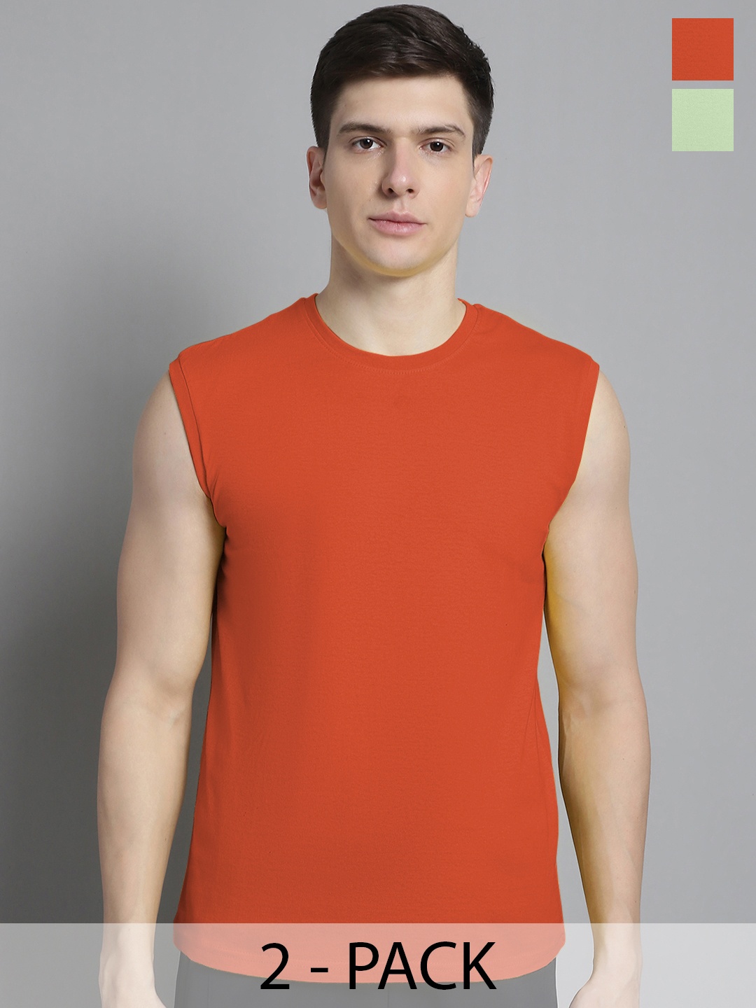 

FBAR Men Orange & Sea Green 2 T-shirt