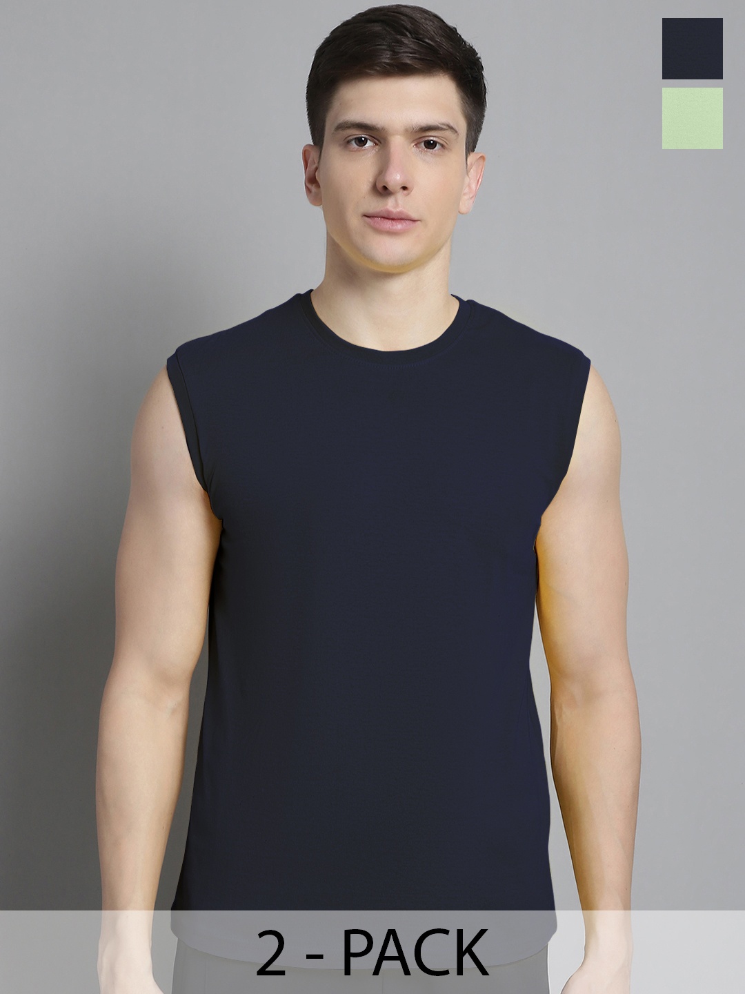 

FBAR Men Navy Blue & Sea Green 2 T-shirt