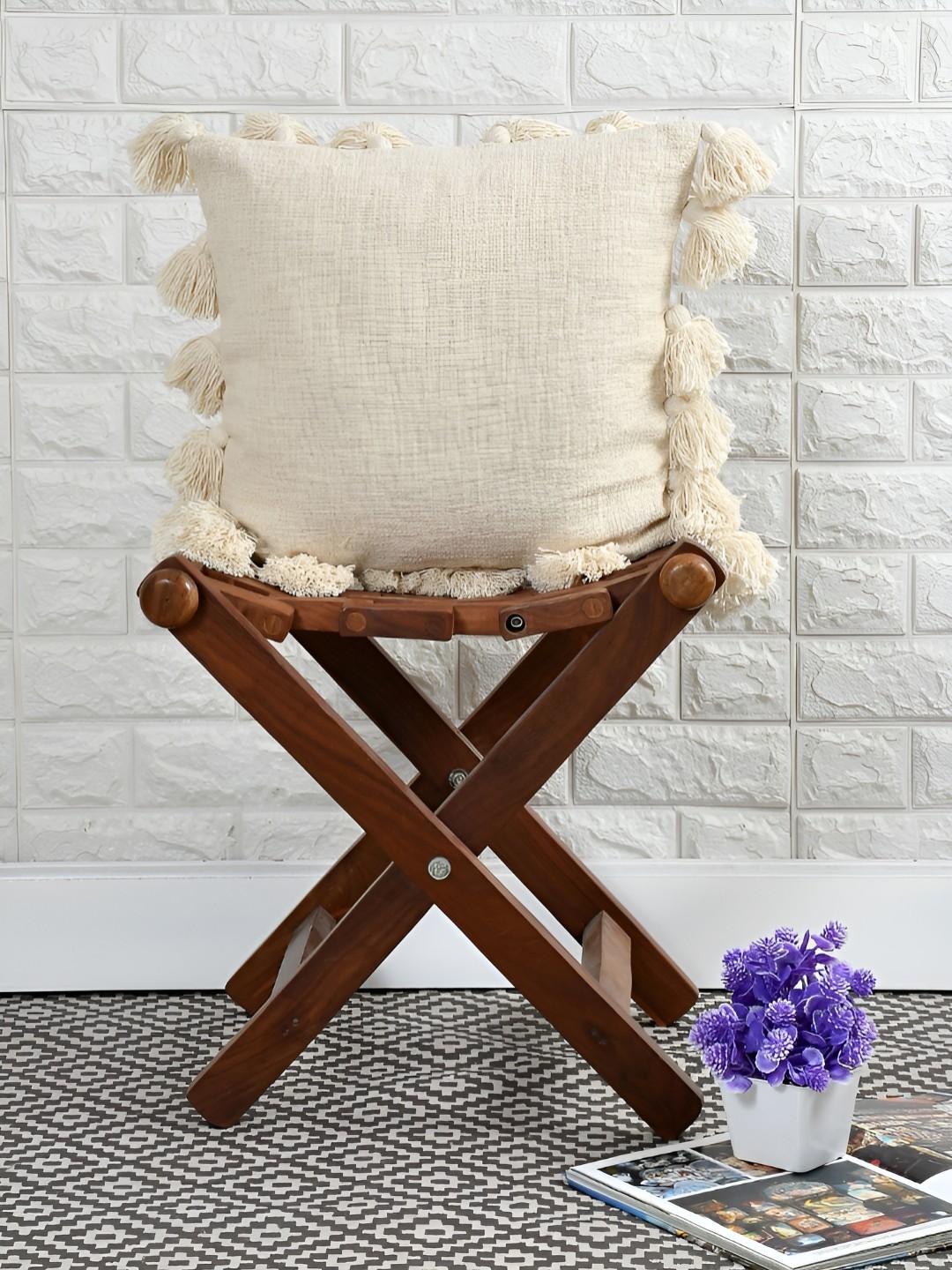 

HOMADORN Off White Cotton Square Cushion Cover