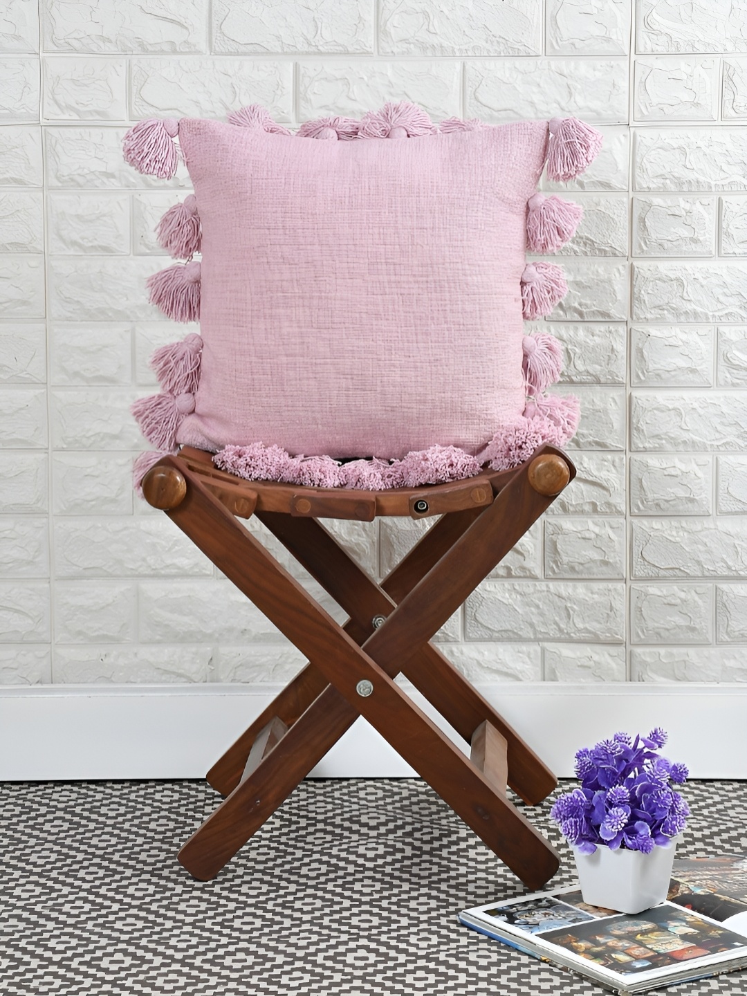 

HOMADORN Lavender Decorative Boho Design Cotton Square Cushion Covers
