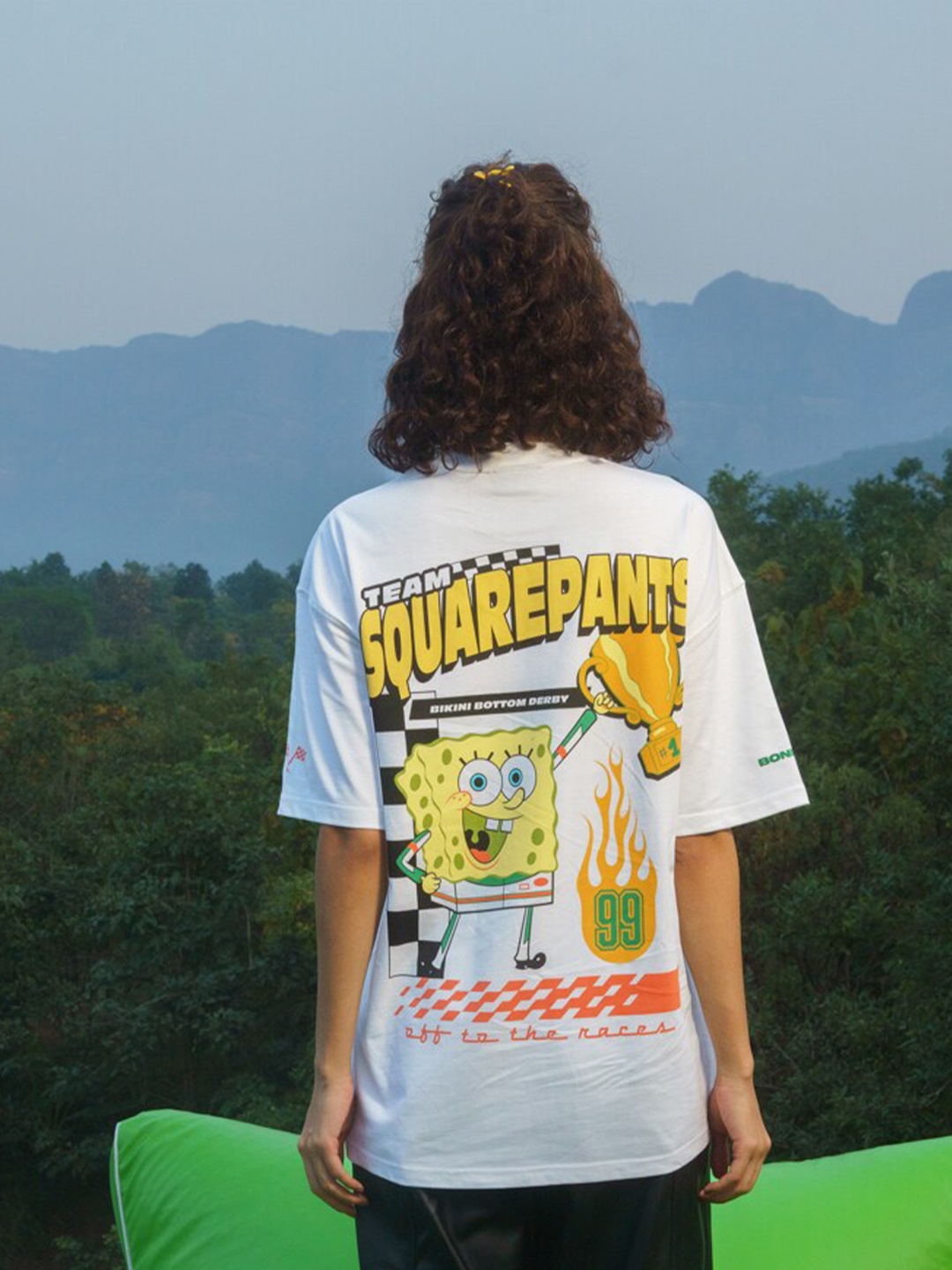 

Bonkers Corner Sponge Bob Printed Pure Cotton Oversized T-shirt, White