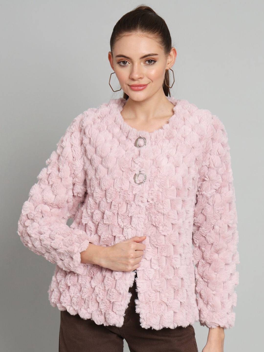 

Chemistry Self Designed Wool Crop Shrug, Pink