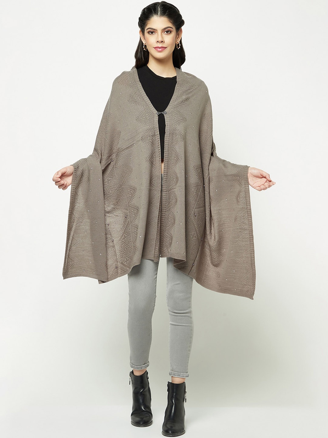 

Knitstudio Geometric Knitted Shawl, Grey