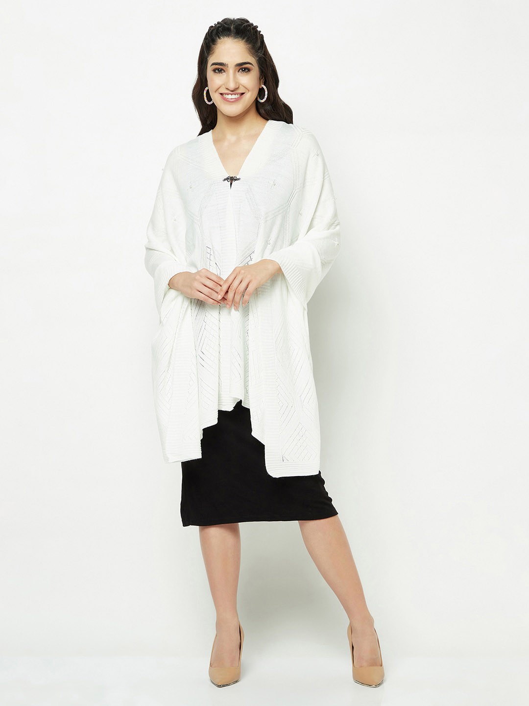 

Knitstudio Geometric Knitted Shawl, White