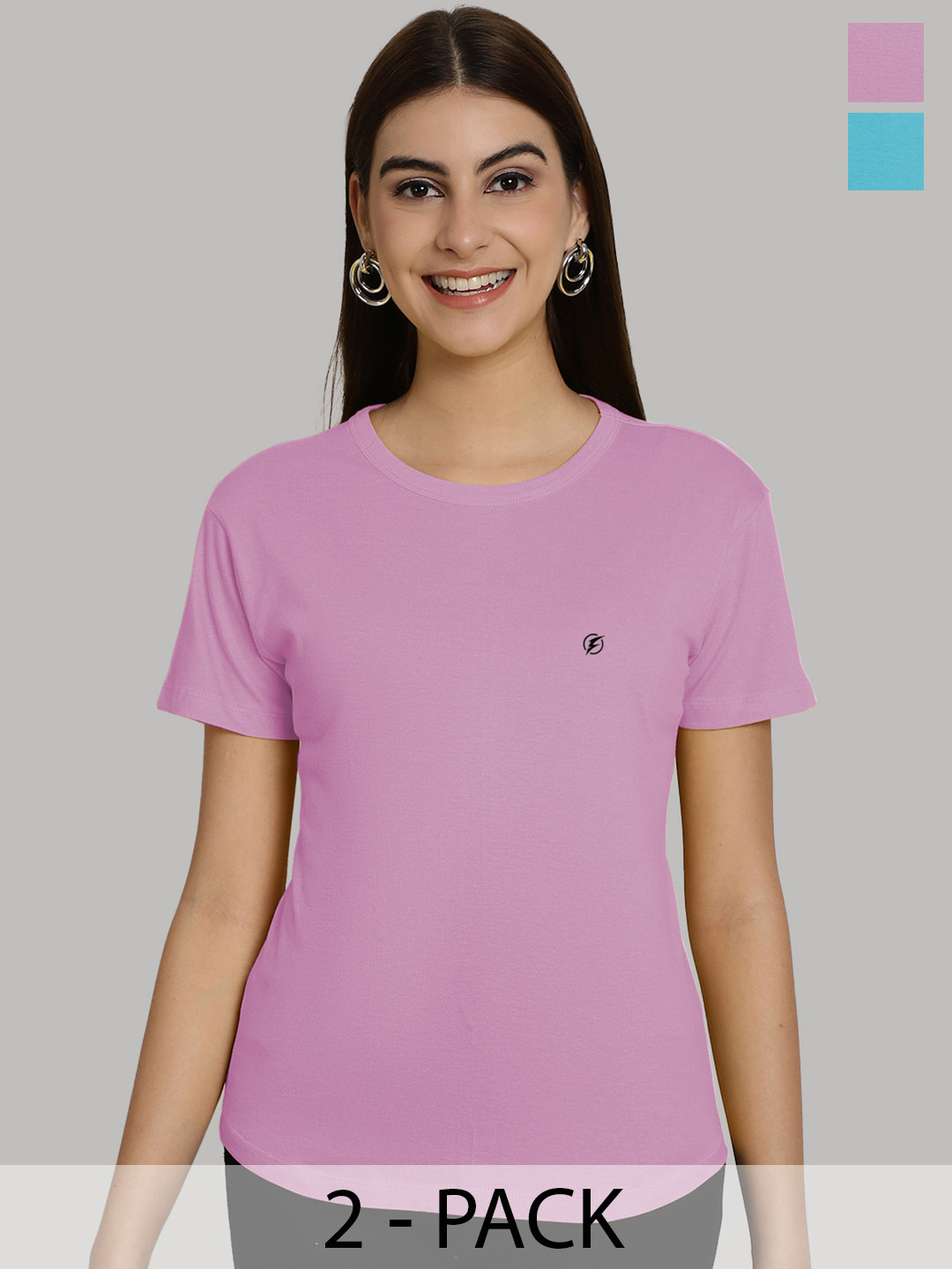 

Friskers Women Purple & Turquoise Blue 2 Slim Fit T-shirt