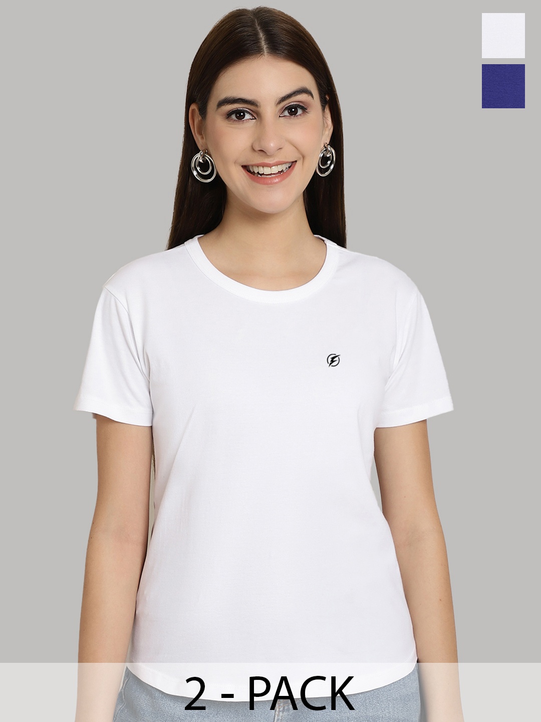 

Friskers Women White & Blue 2 Slim Fit T-shirt