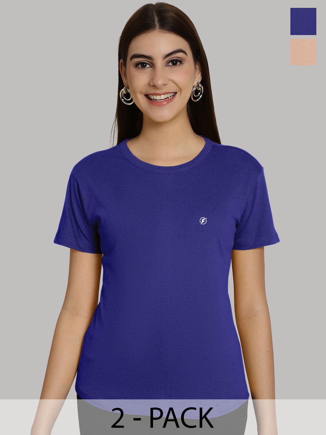 

Friskers Women Blue & Coral 2 Slim Fit T-shirt