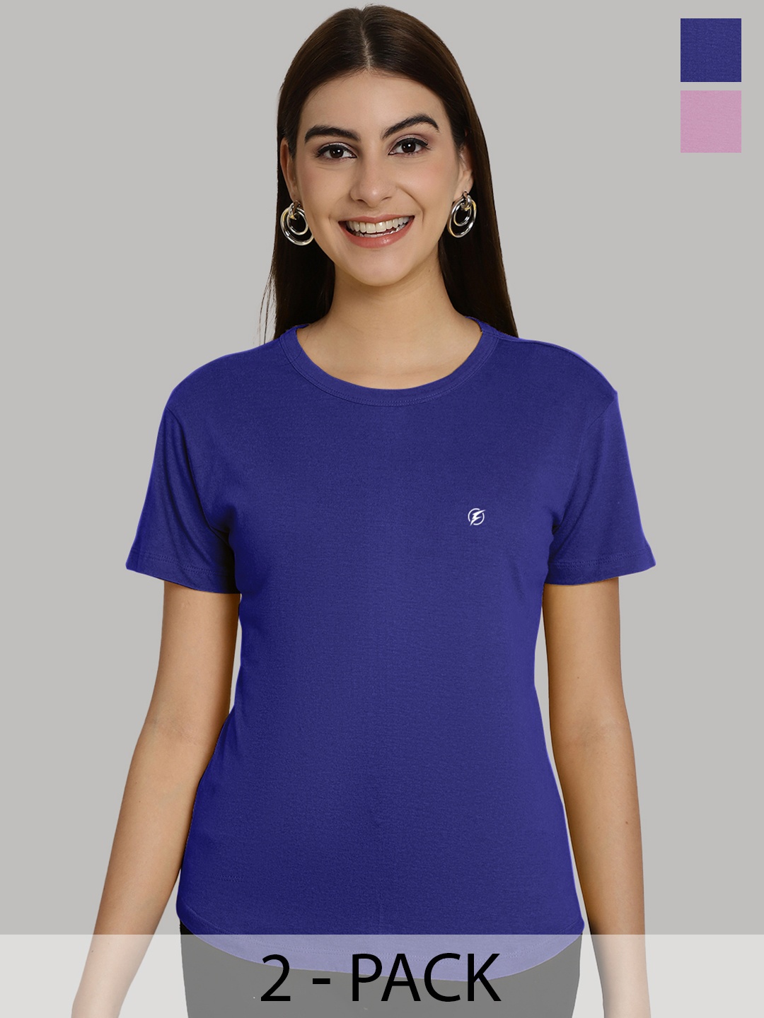 

Friskers Women Blue & Purple 2 Slim Fit T-shirt