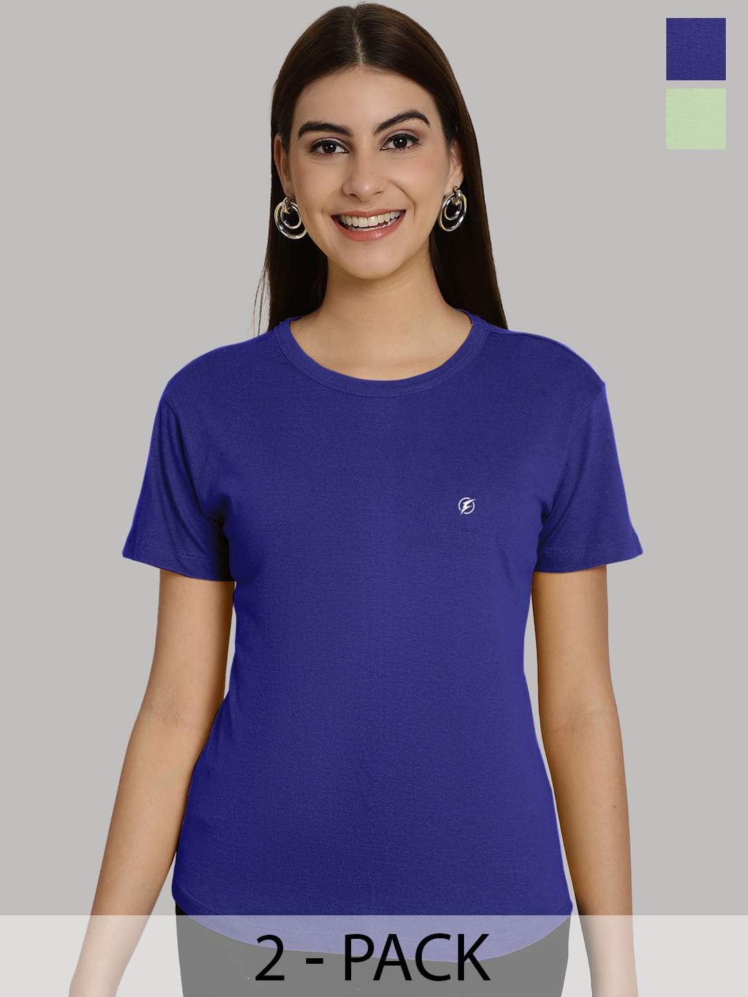 

Friskers Women Blue & Sea Green 2 Slim Fit T-shirt