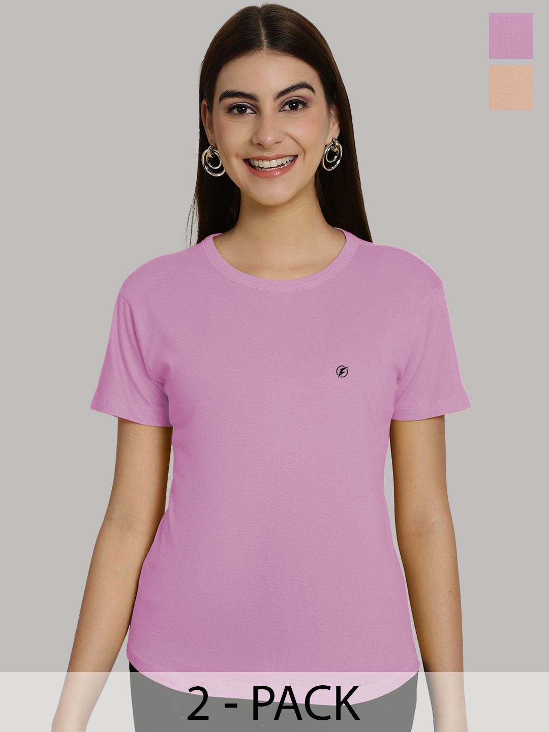 

Friskers Women Purple & Coral 2 Slim Fit T-shirt