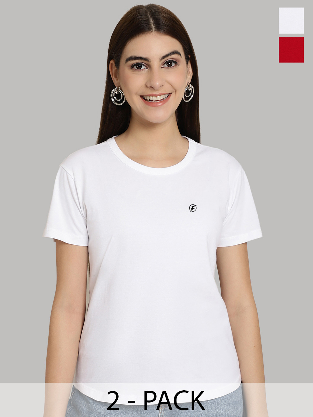 

Friskers Women White & Red 2 Slim Fit T-shirt