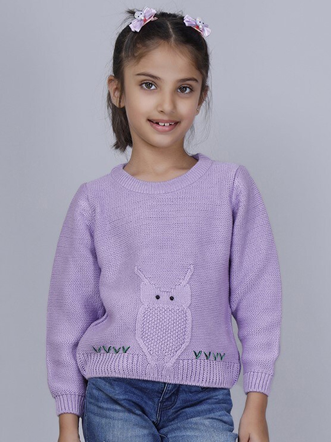 

JoE Hazel Girls Embroidered Detail Acrylic Pullover, Lavender