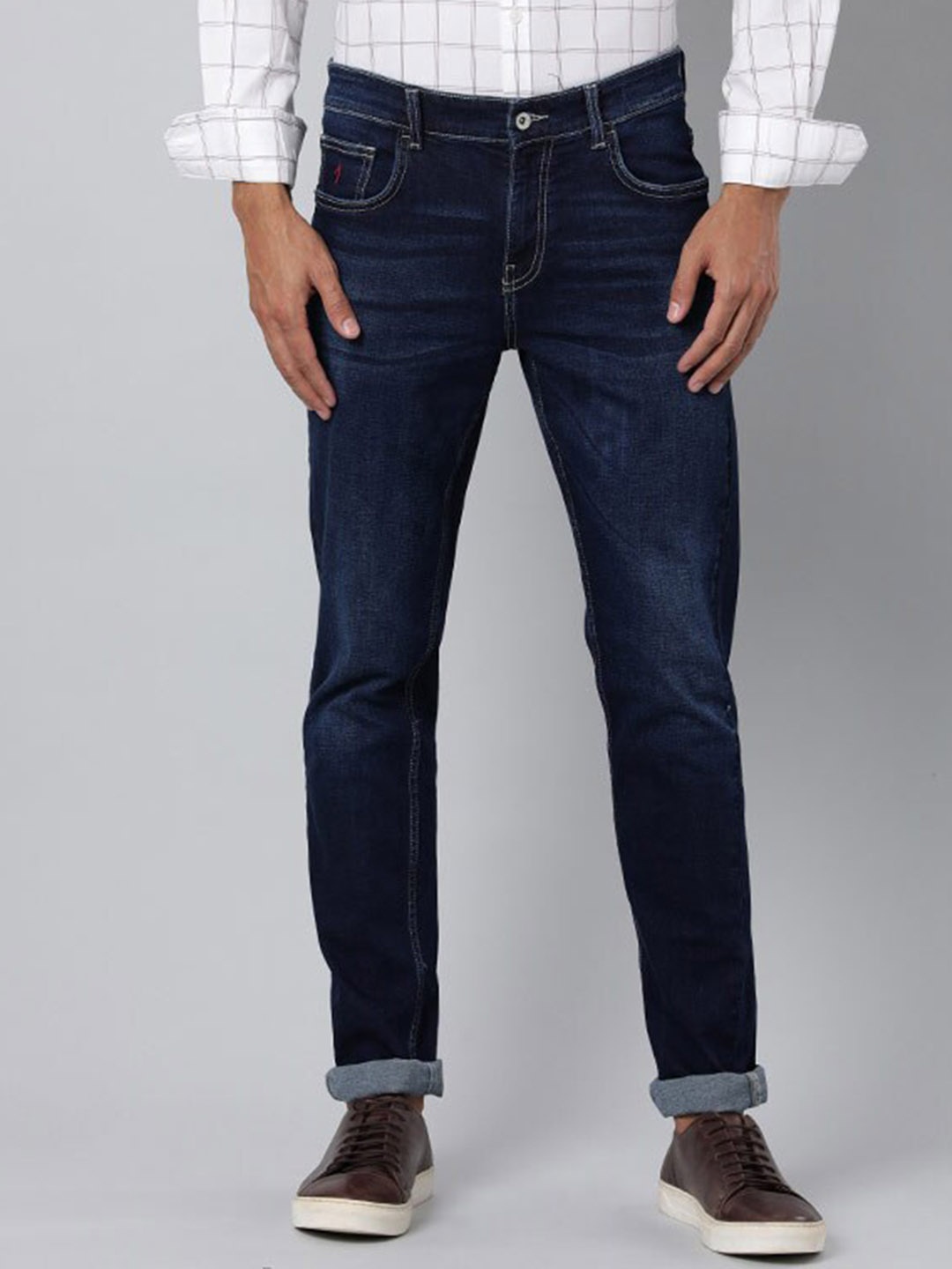 

Indian Terrain Men Light Fade Brooklyn Stretchable Jeans, Navy blue
