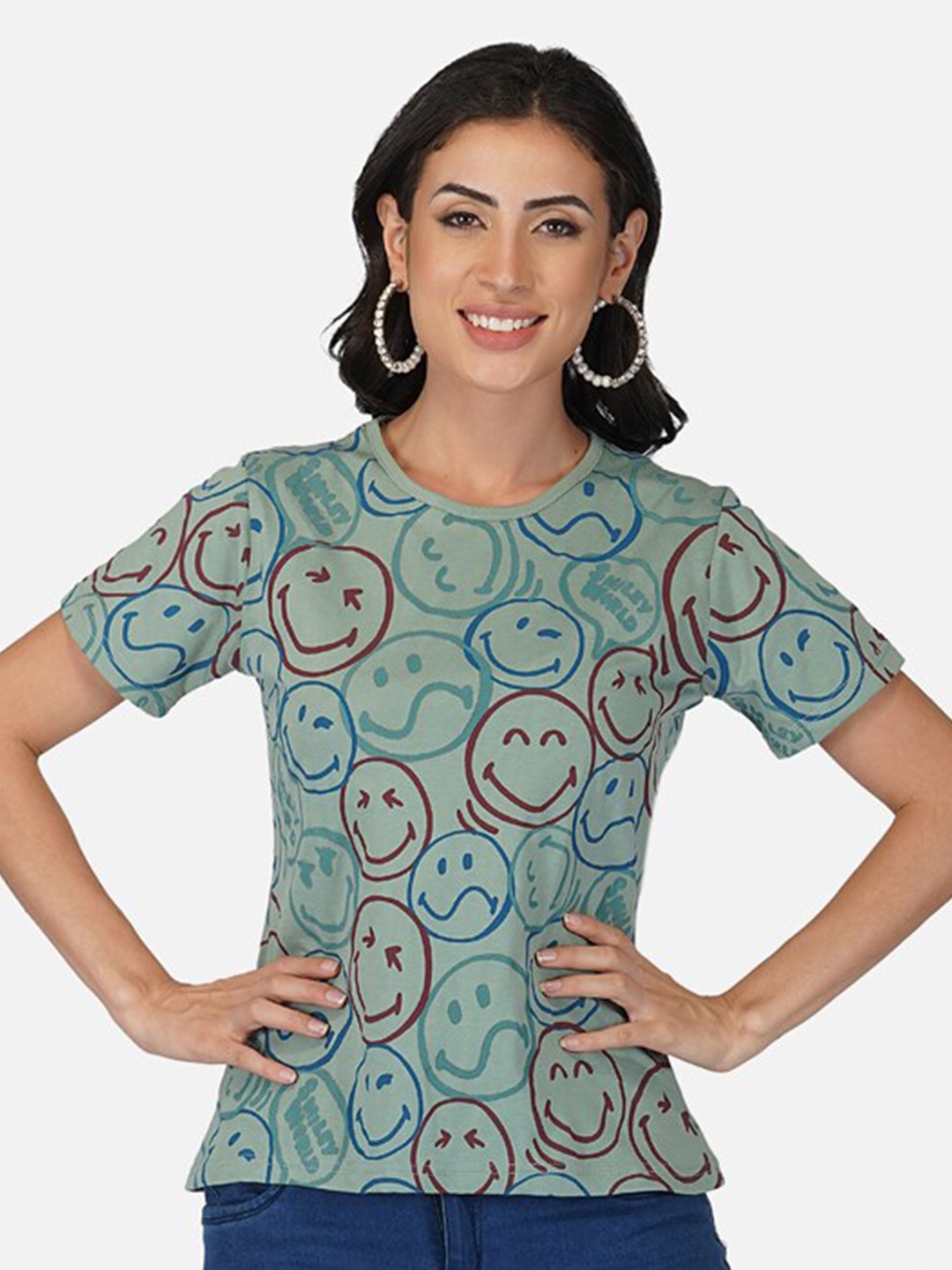 

BASE 41 Printed Slim Fit Pure Cotton T-shirt, Green