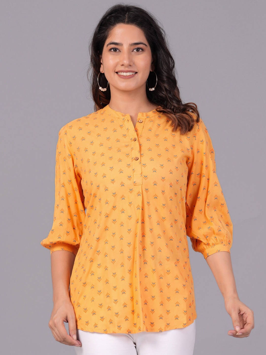 

The Kurta Express Mandarin Collar Tunic, Mustard