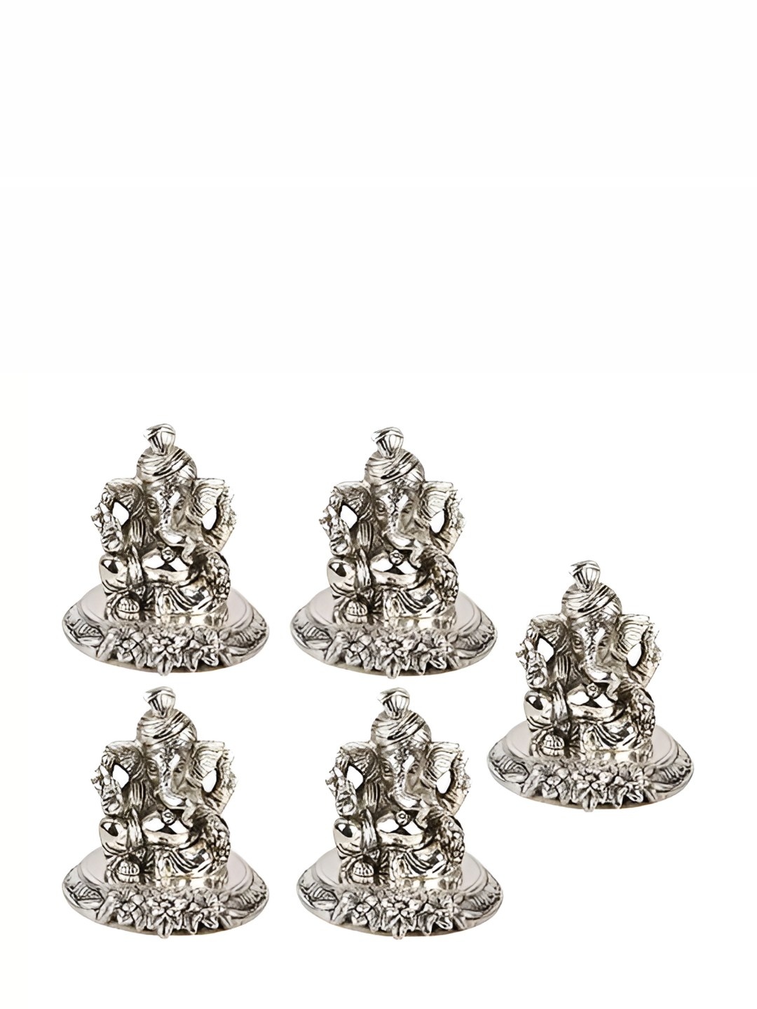 

INTERNATIONAL GIFT Silver Toned Pagdi Ganesh Idol Home Gift Set